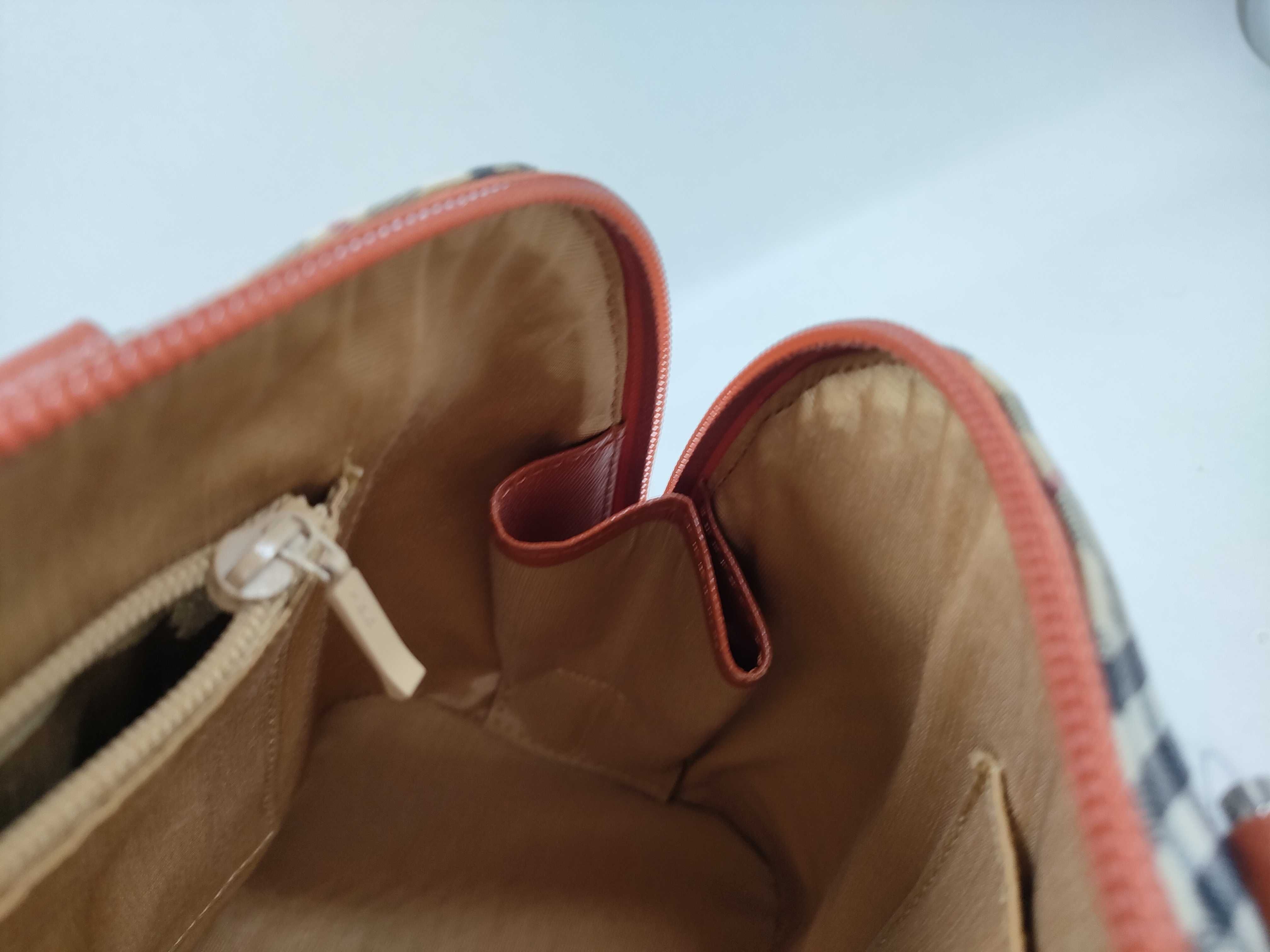 Nova Check Canvas/Leather Orange Handbag — view 14