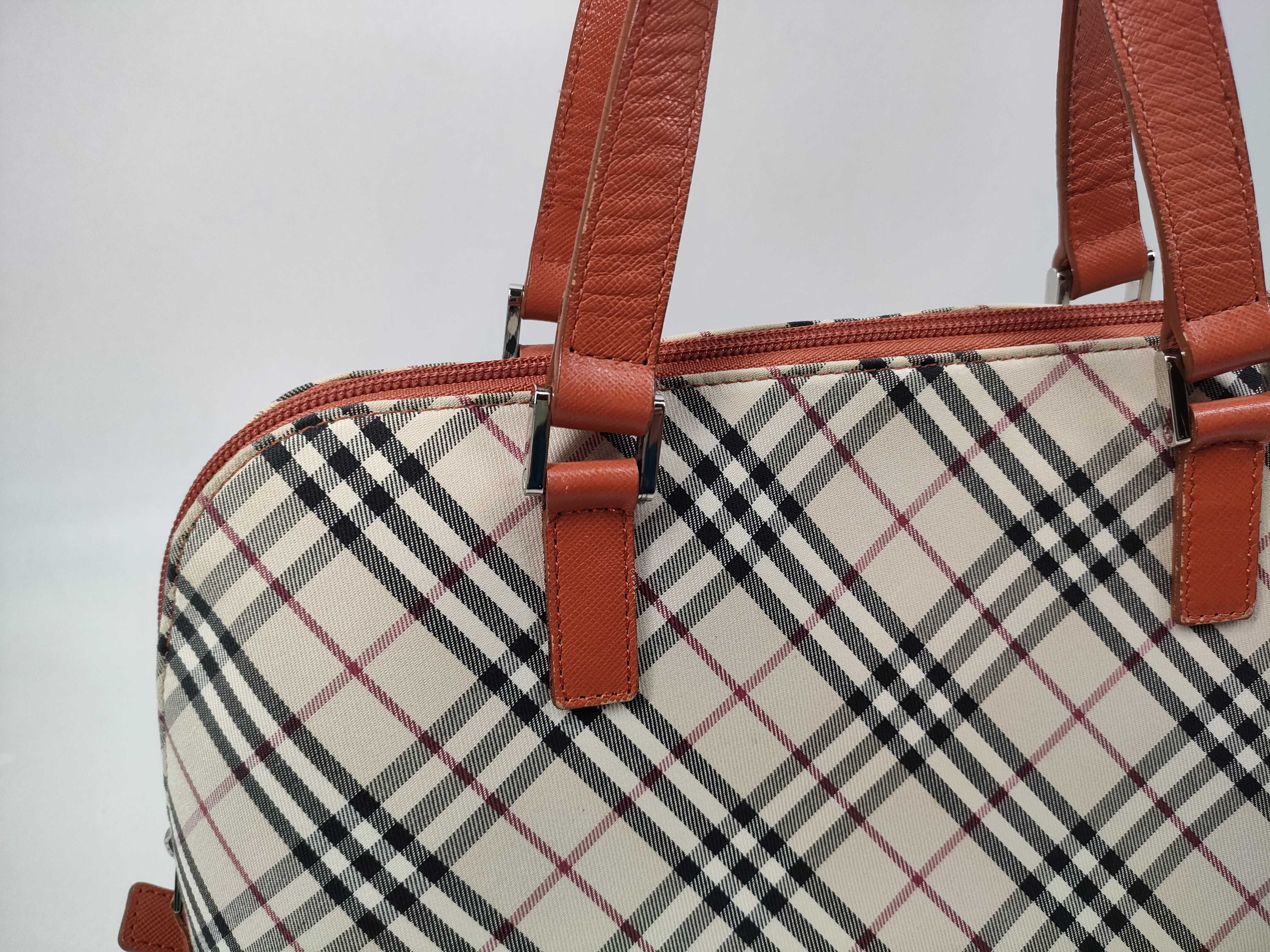 Nova Check Canvas/Leather Orange Handbag — view 3