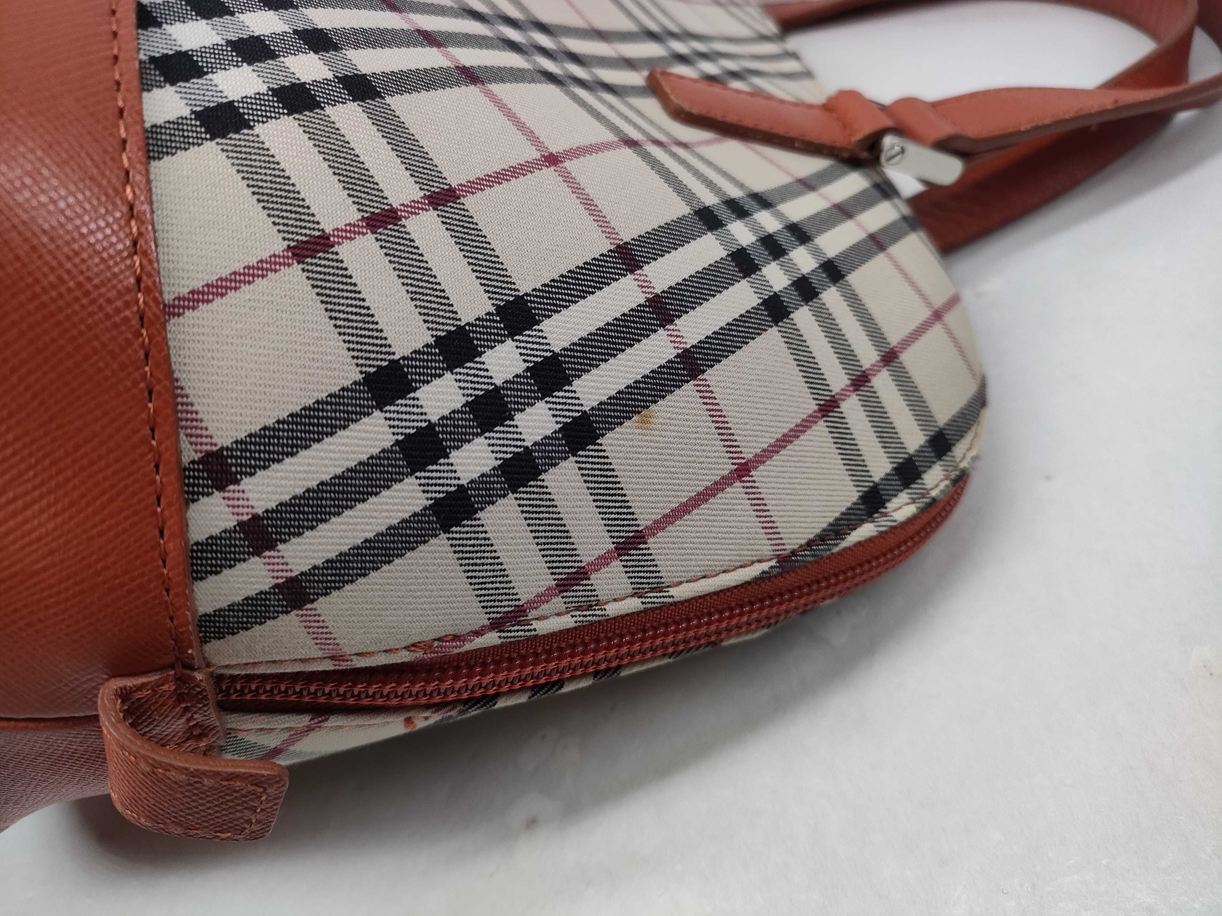 Nova Check Canvas/Leather Orange Handbag — view 8