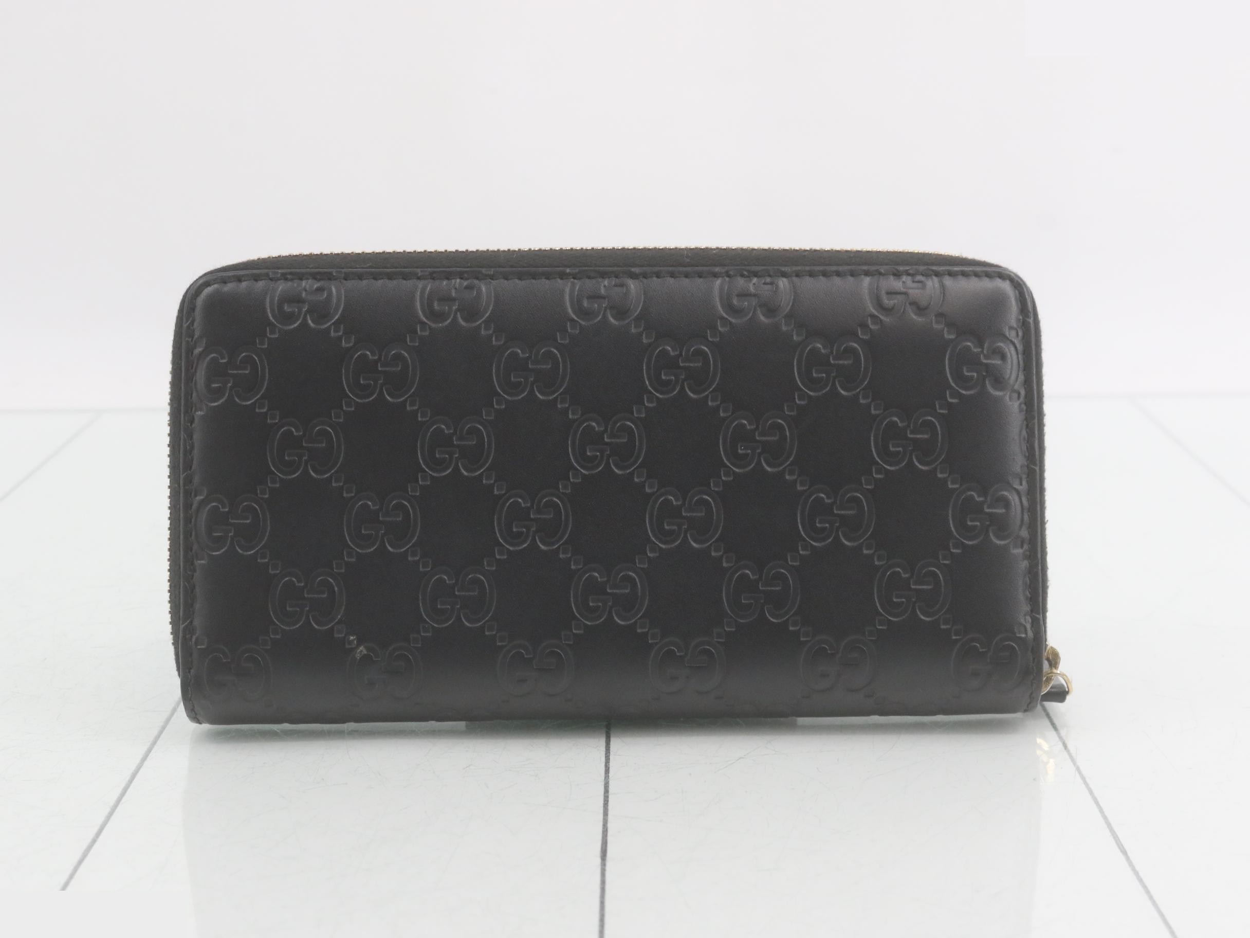 Guccissima Ribbon Leather Round Zip Long Wallet, Black — view 2