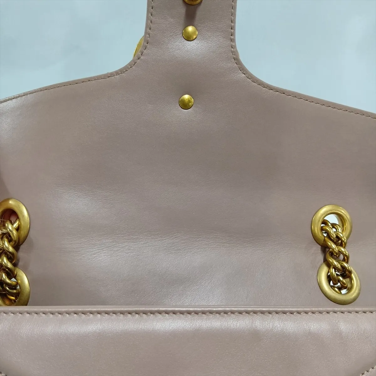 GG Marmont Leather Chain Shoulder Bag, Beige, 443497 — view 12