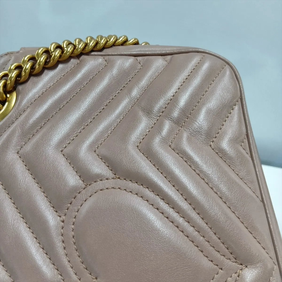 GG Marmont Leather Chain Shoulder Bag, Beige, 443497 — view 15
