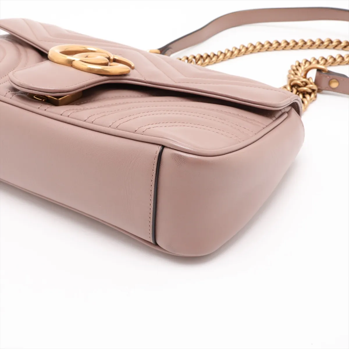 GG Marmont Leather Chain Shoulder Bag, Beige, 443497 — view 3