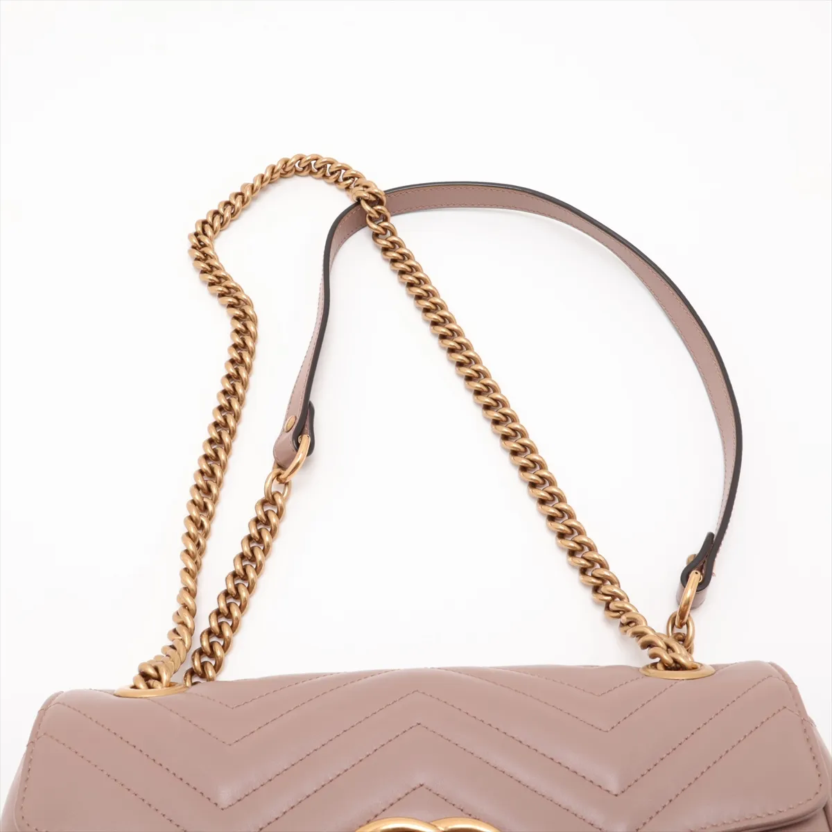 GG Marmont Leather Chain Shoulder Bag, Beige, 443497 — view 6