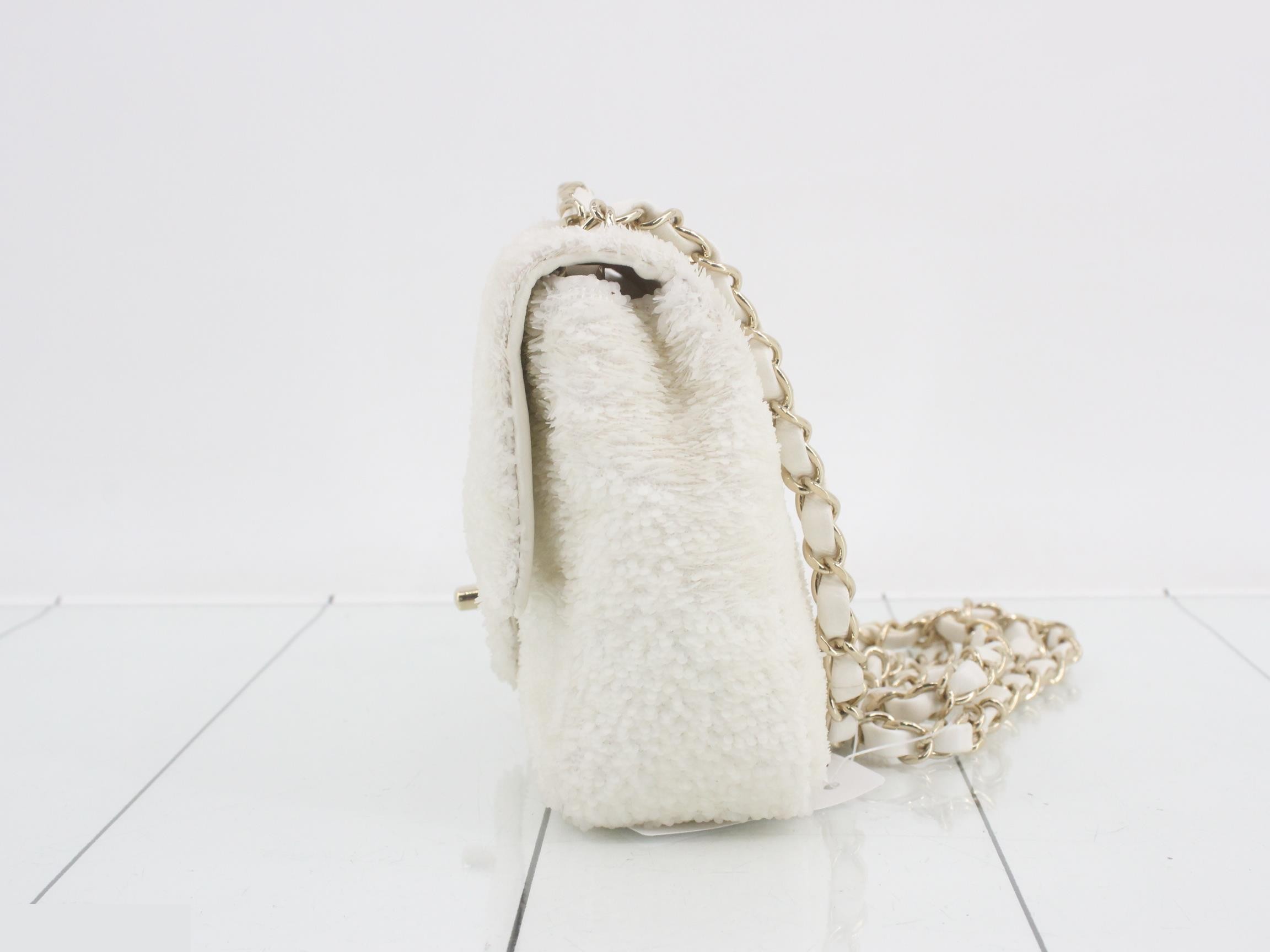 Sequined white matelassé shoulder bag — view 3