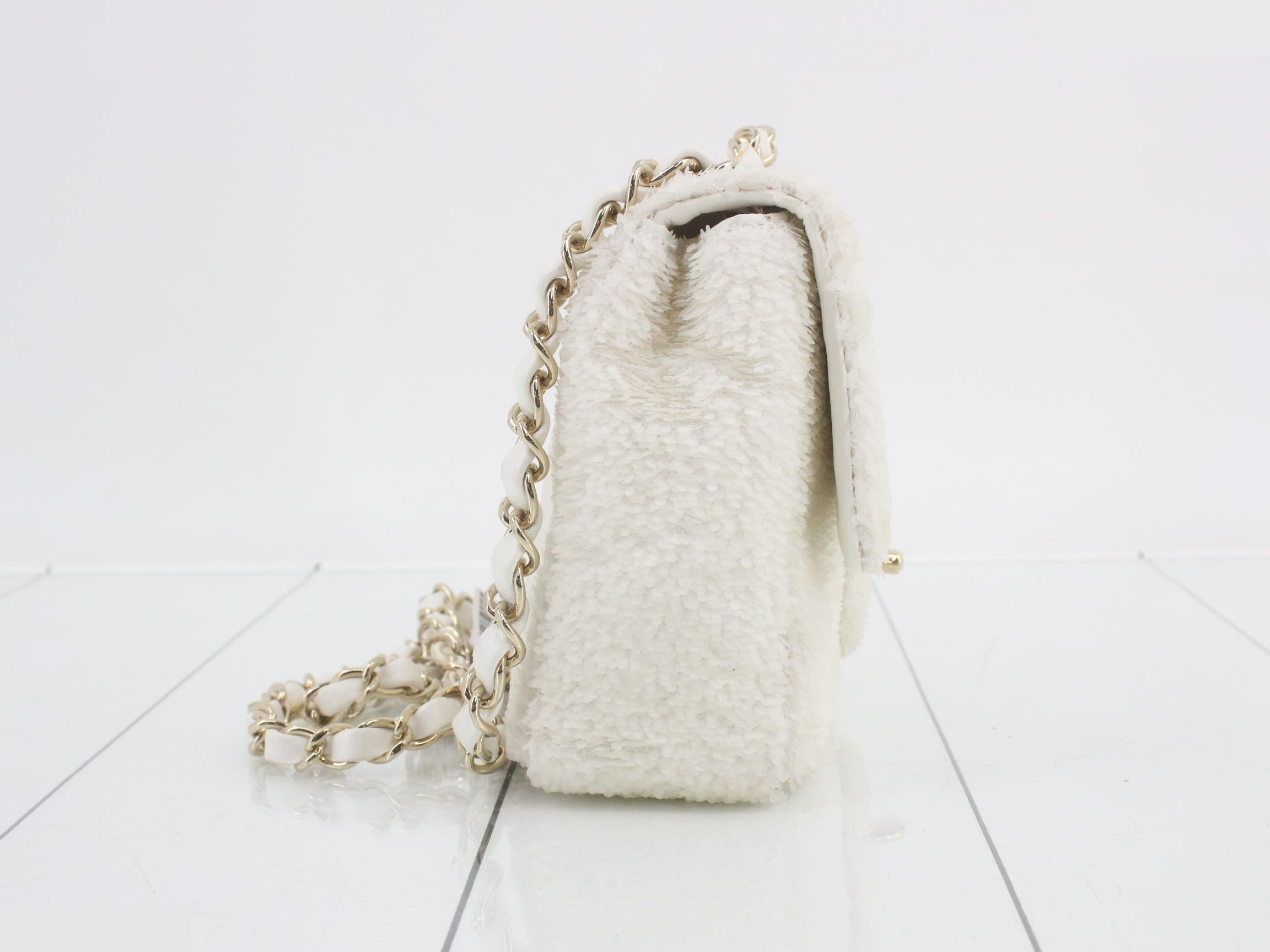 Sequined white matelassé shoulder bag — view 4