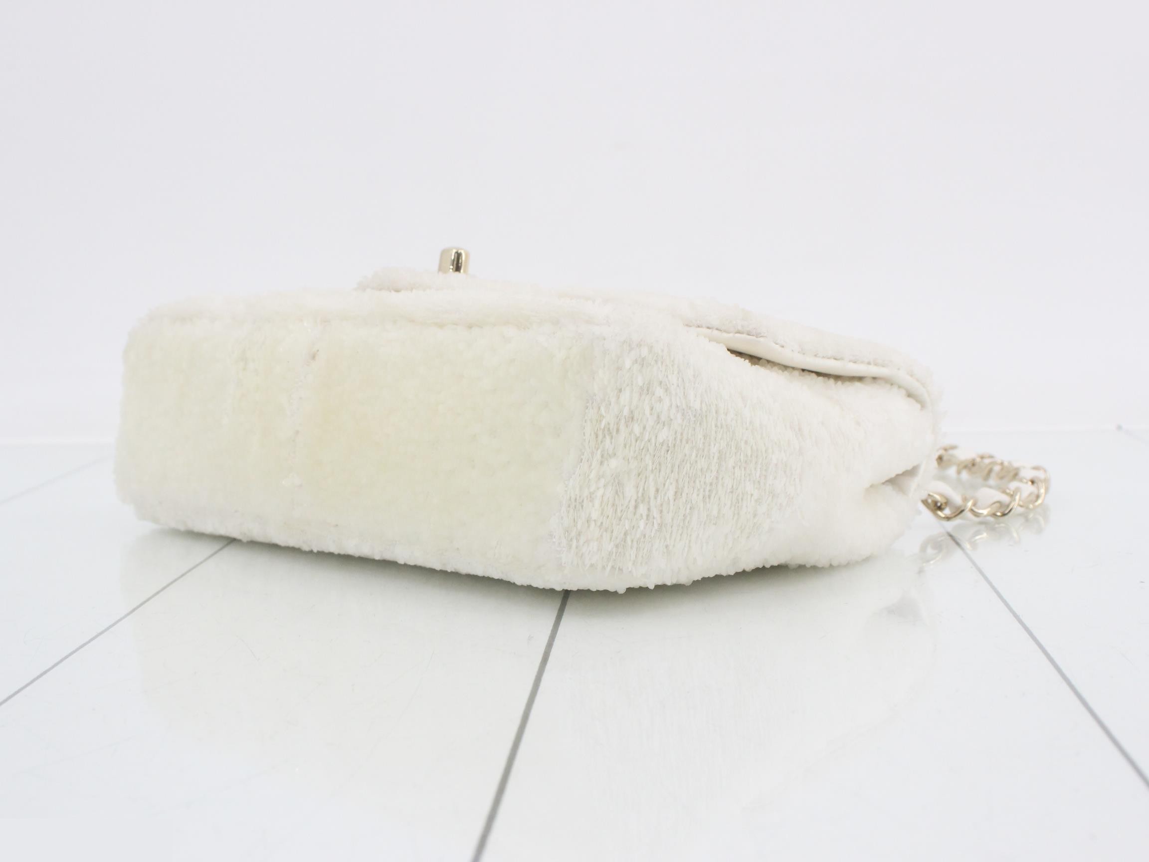 Sequined white matelassé shoulder bag — view 6