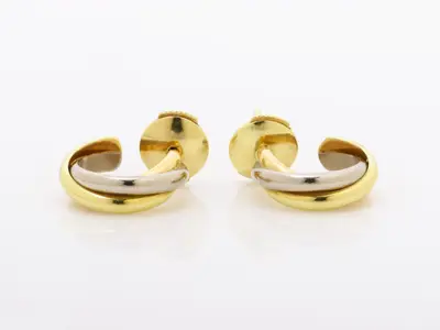 Trinity (precious metal) earrings, 750PG/YG/WG, 4.6g