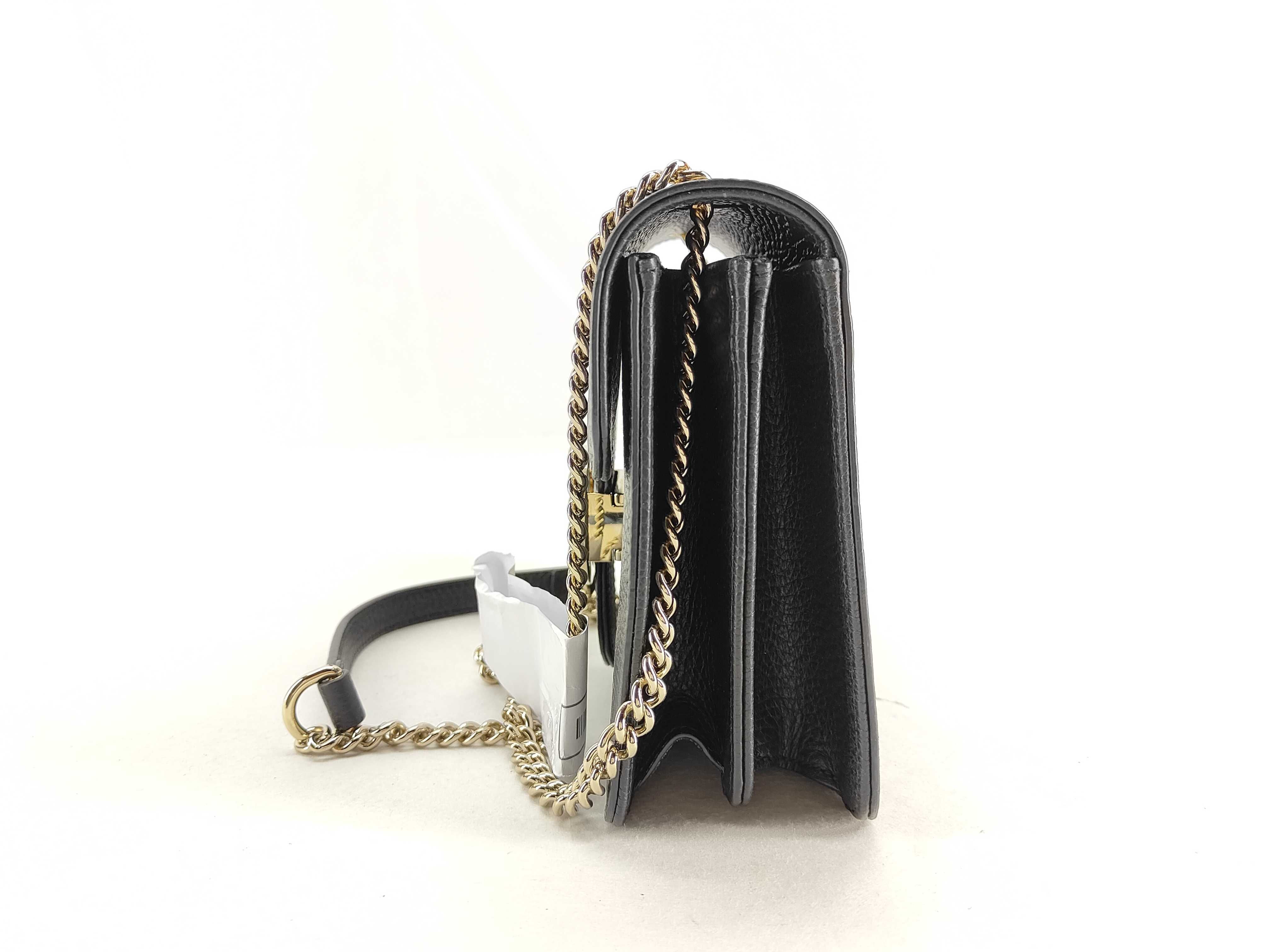 ID- Interlocking G Leather Chain Shoulder Bag Black 510304 with strap — view 3