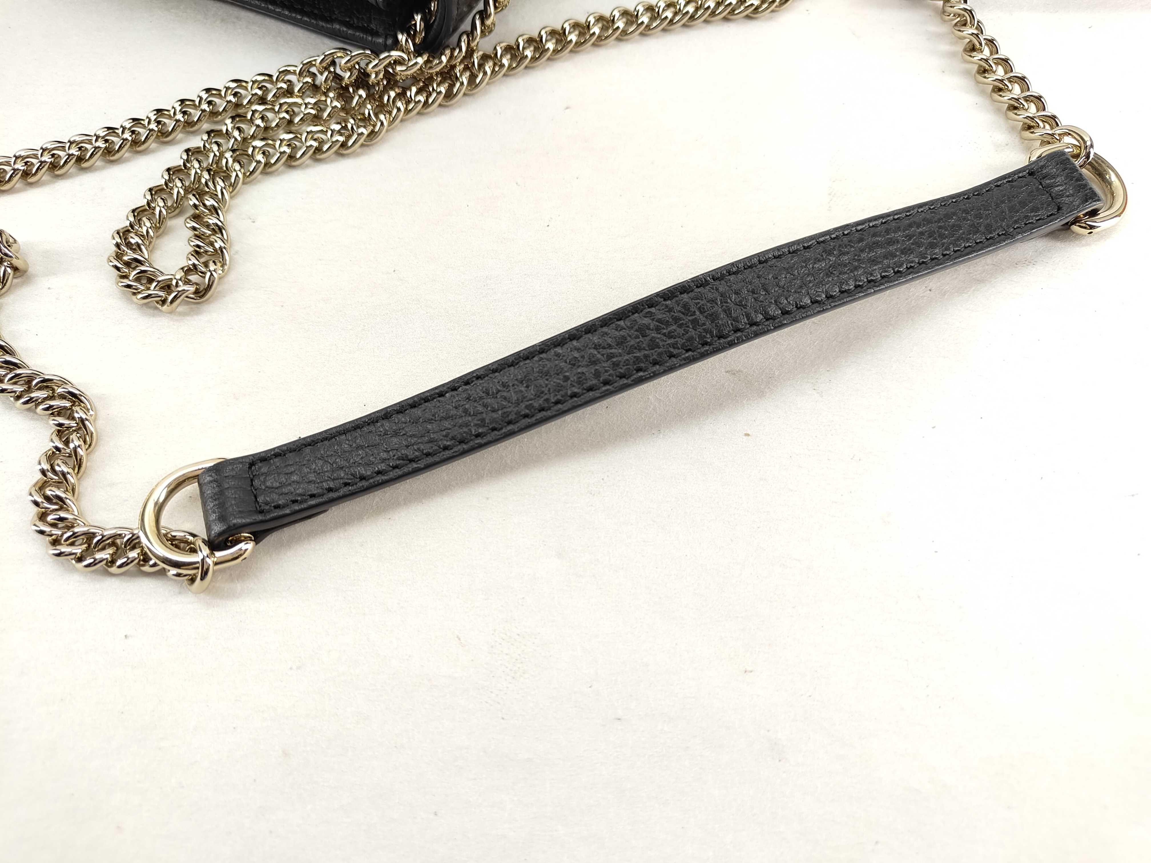 ID- Interlocking G Leather Chain Shoulder Bag Black 510304 with strap — view 5