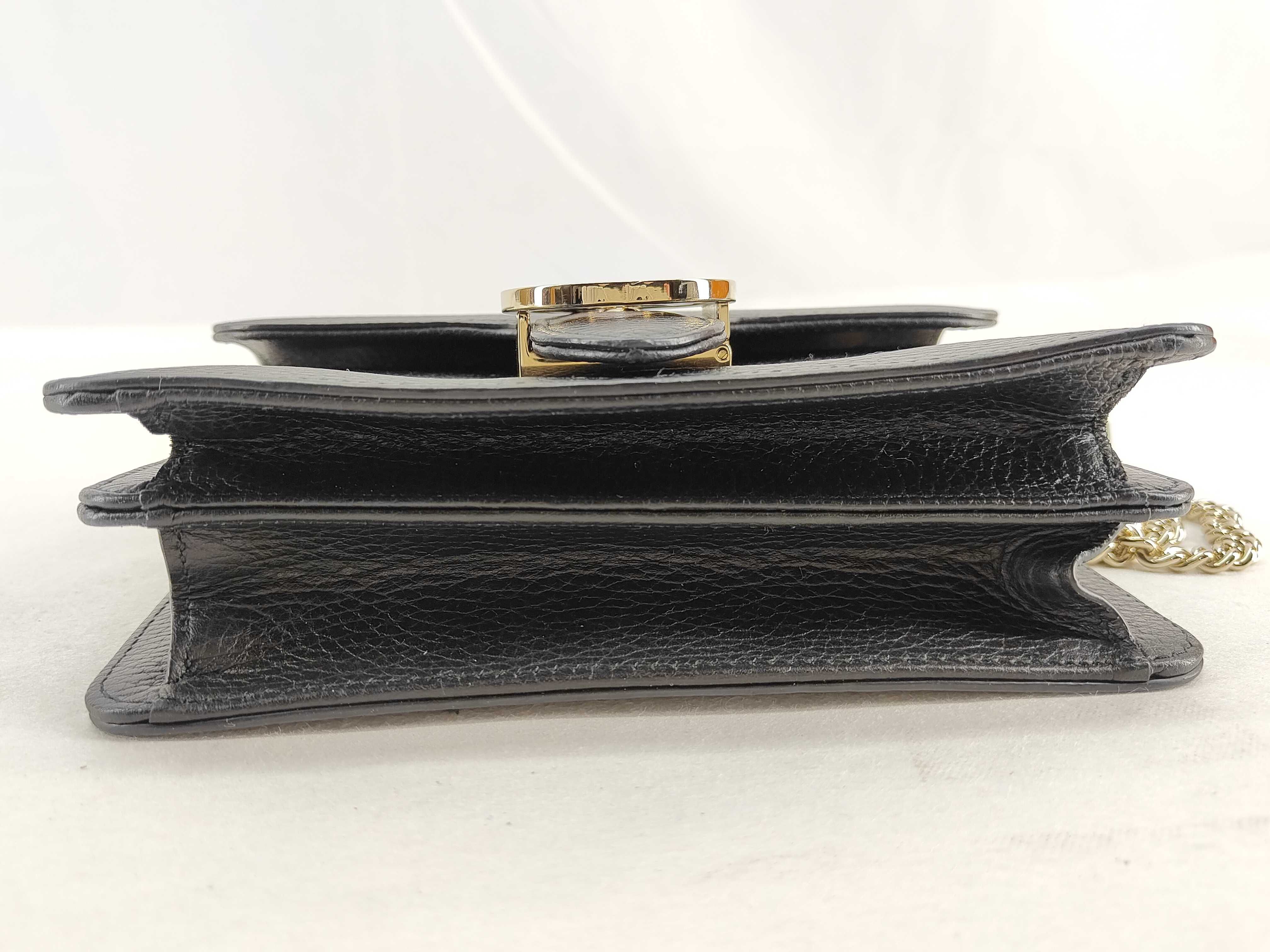 ID- Interlocking G Leather Chain Shoulder Bag Black 510304 with strap — view 8