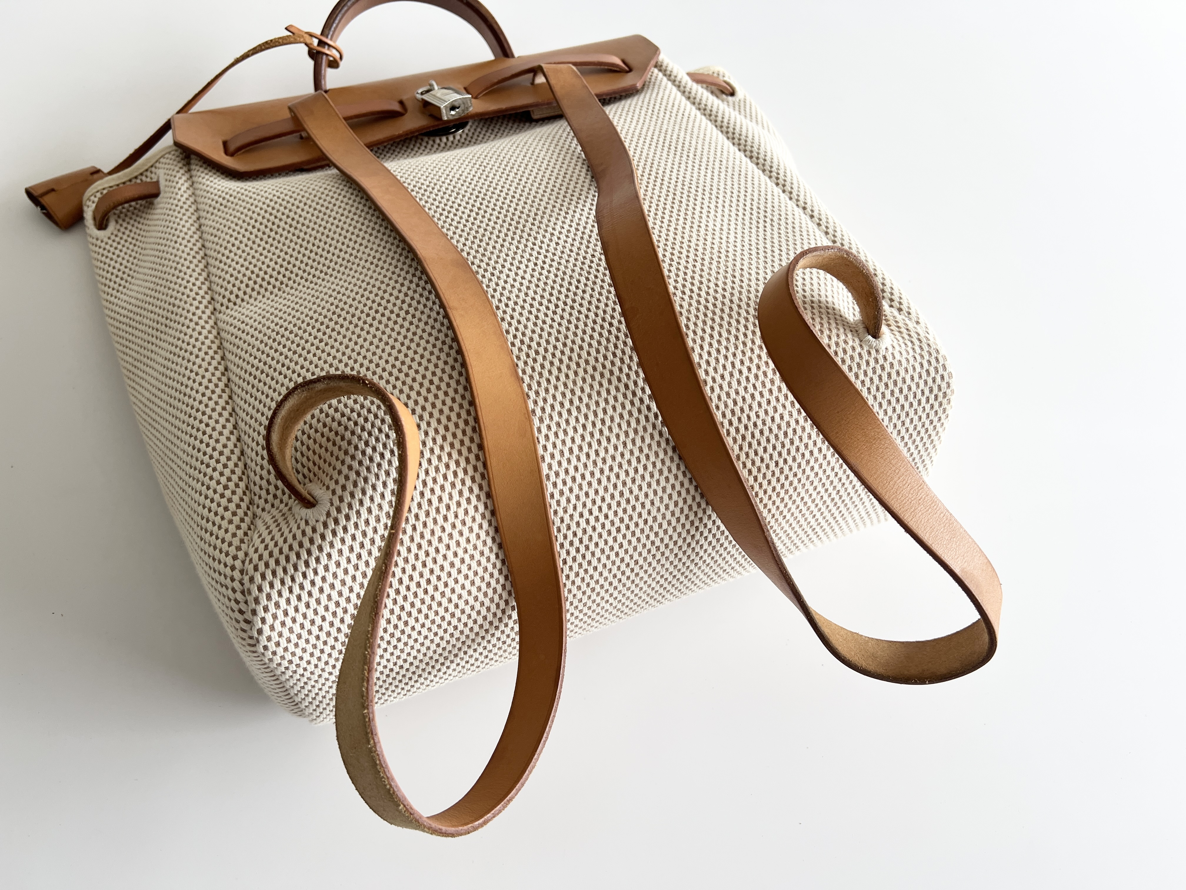Herline Ad PM Herbag G stamp Leather Canvas Backpack Rucksack — view 5
