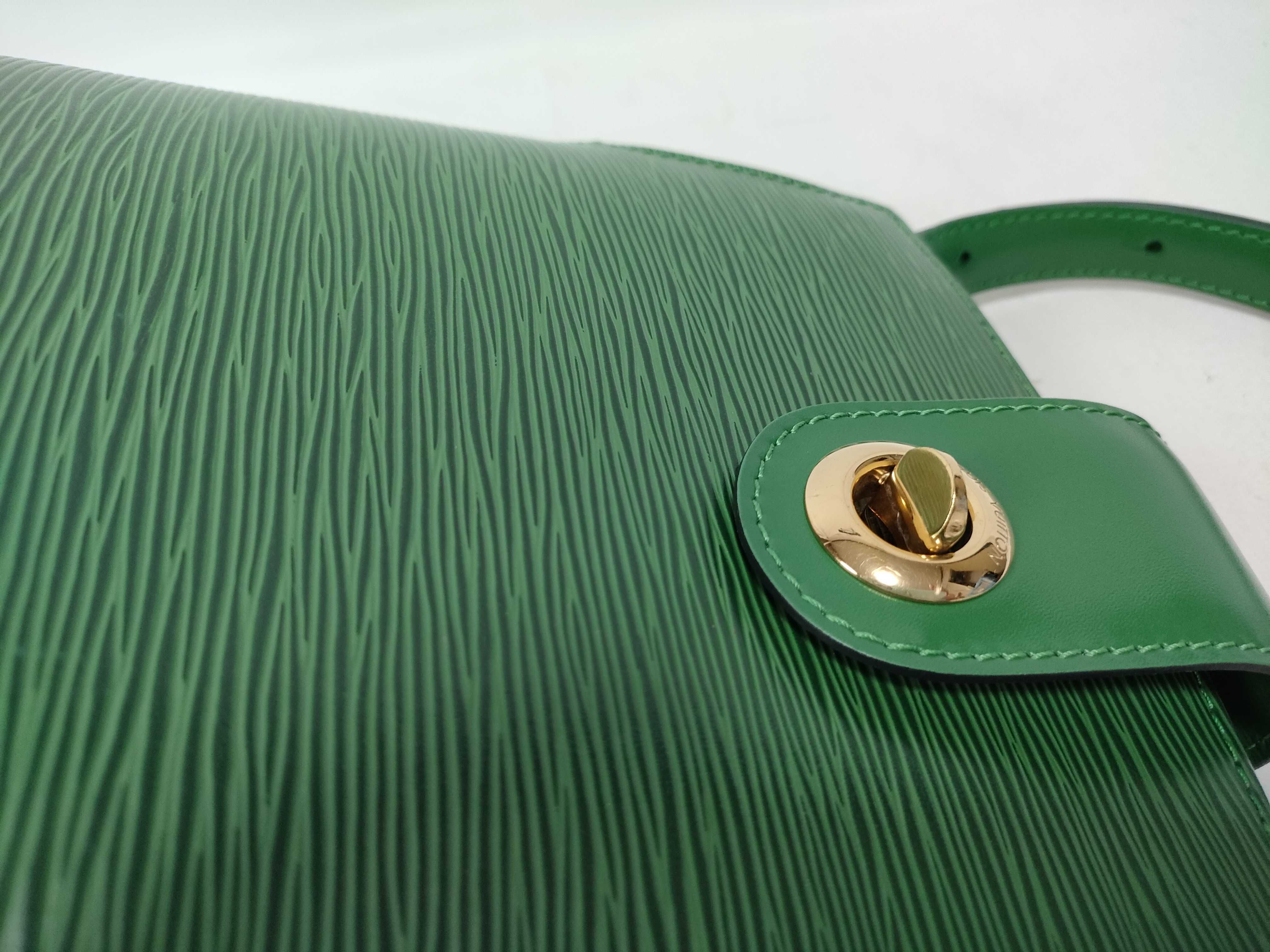 Epi Leather Cluny Shoulder Bag (Green) — view 8
