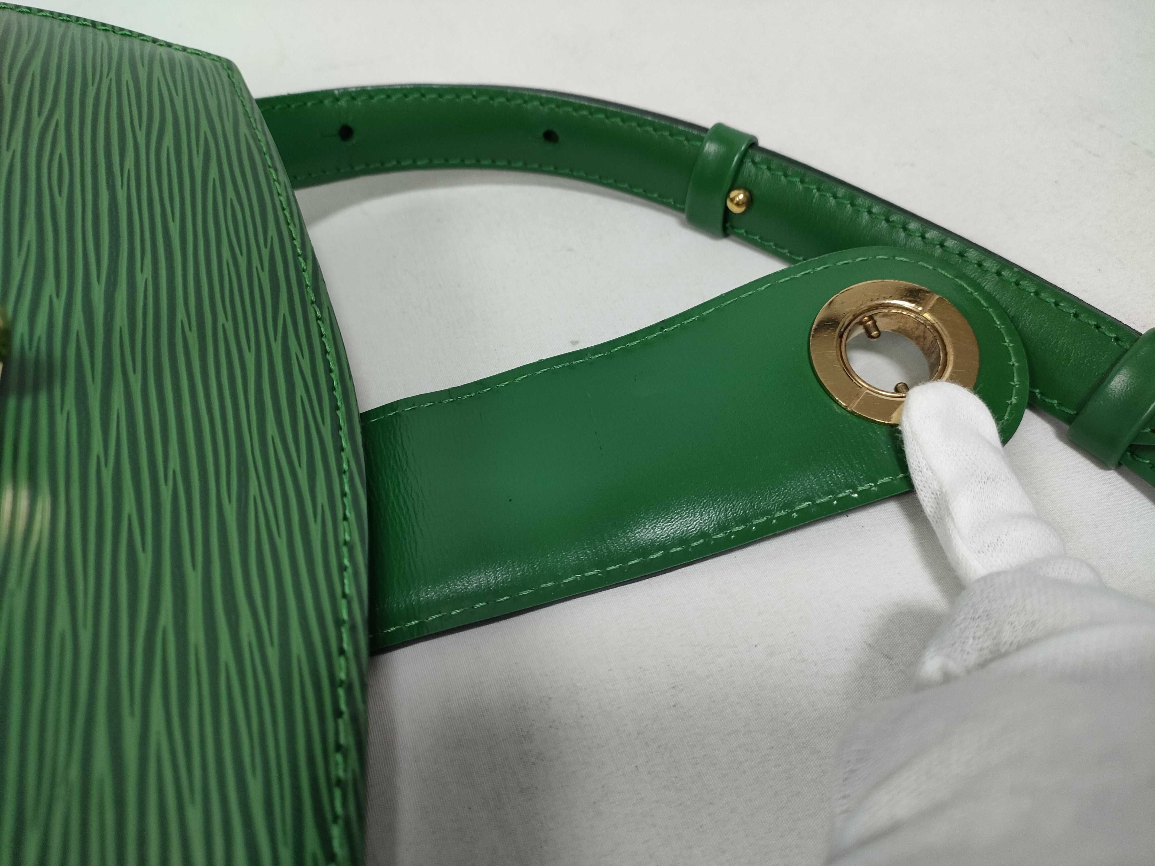 Epi Leather Cluny Shoulder Bag (Green) — view 9