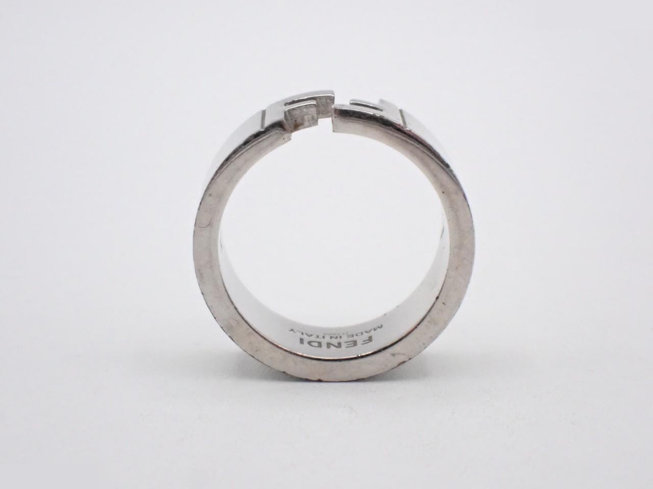 FF logo ring, silver color, size #15 — view 3