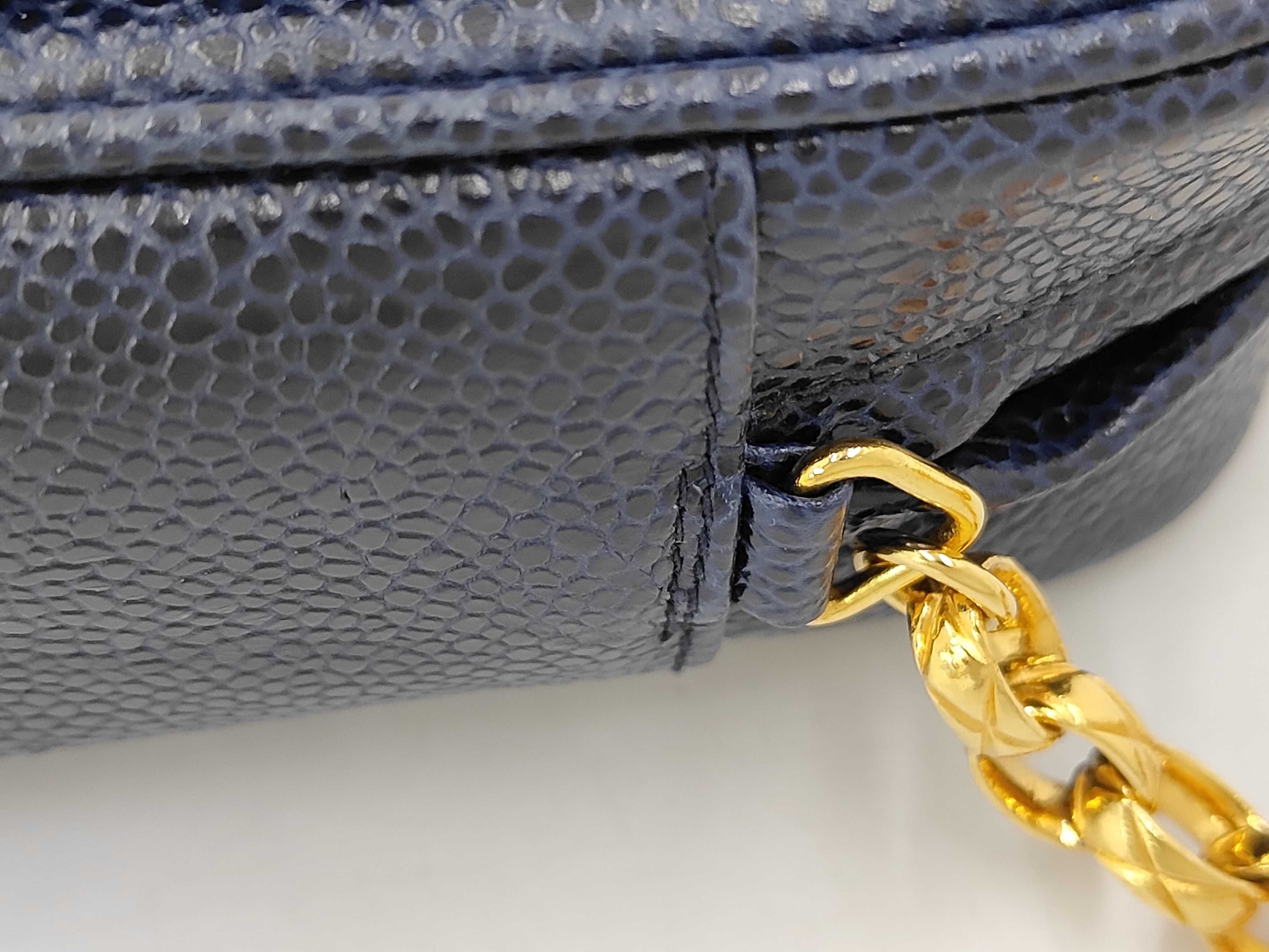 Caviar Skin Coco Mark Chain Shoulder Bag, Blue Shoulder Bag — view 5