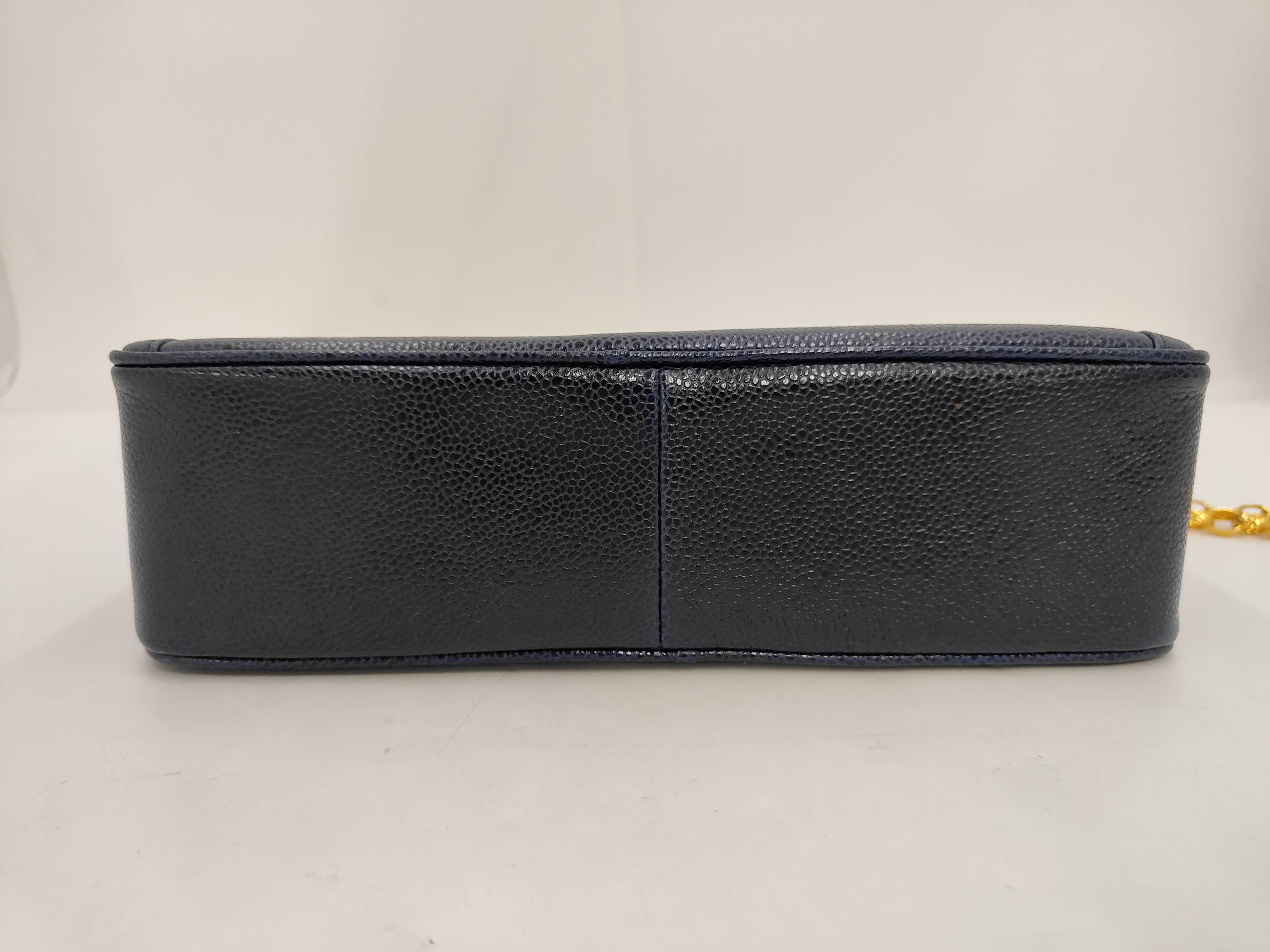 Caviar Skin Coco Mark Chain Shoulder Bag, Blue Shoulder Bag — view 6