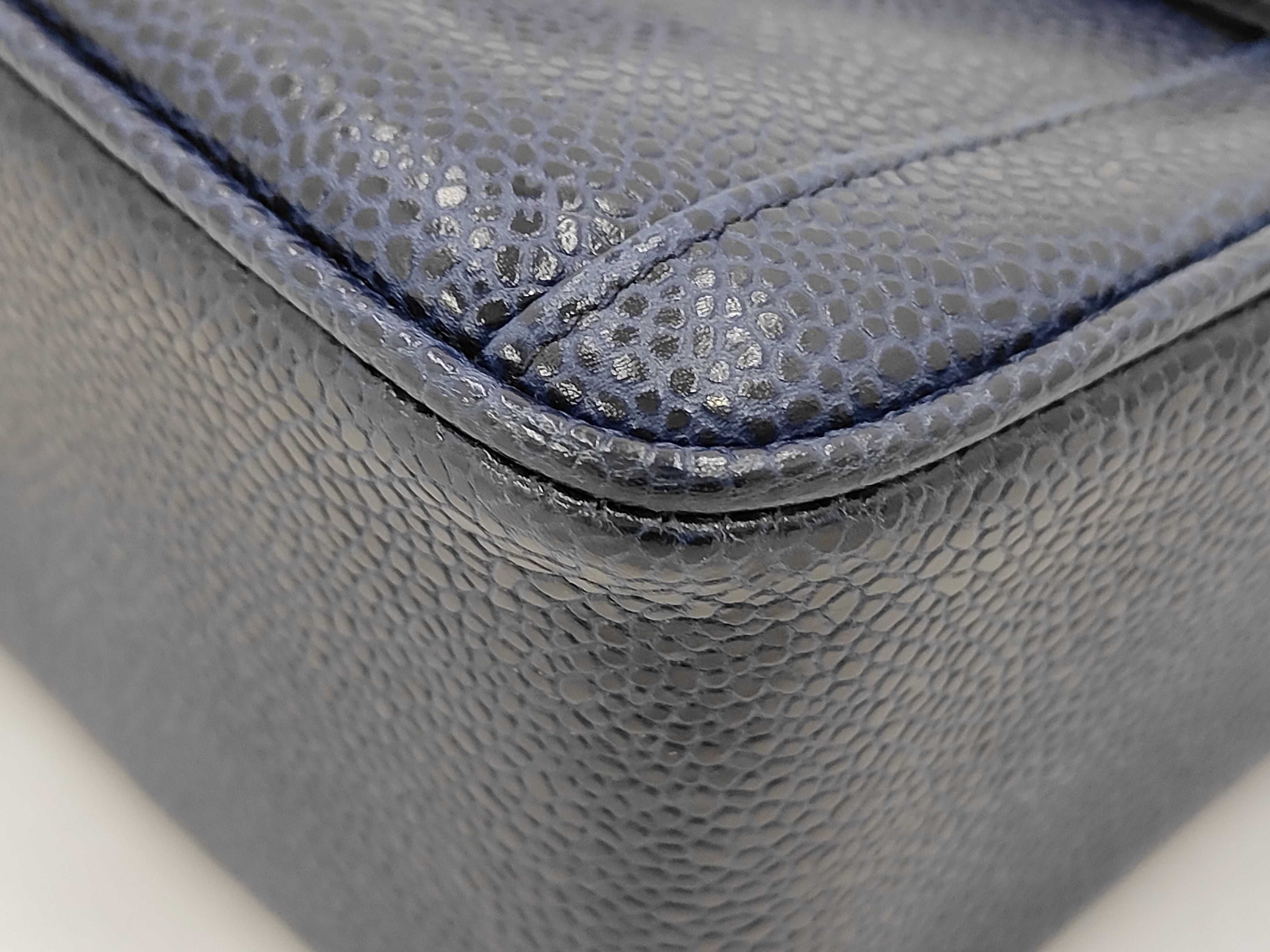 Caviar Skin Coco Mark Chain Shoulder Bag, Blue Shoulder Bag — view 7