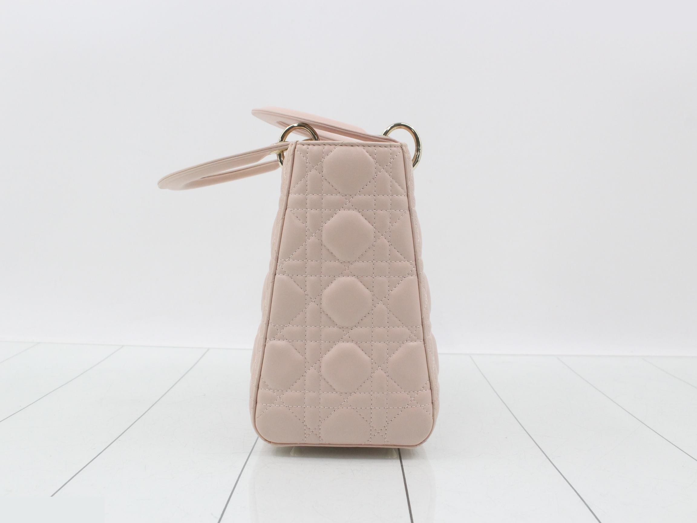 Lady Dior Canage Lamb 2-Way Handbag Pink — view 4