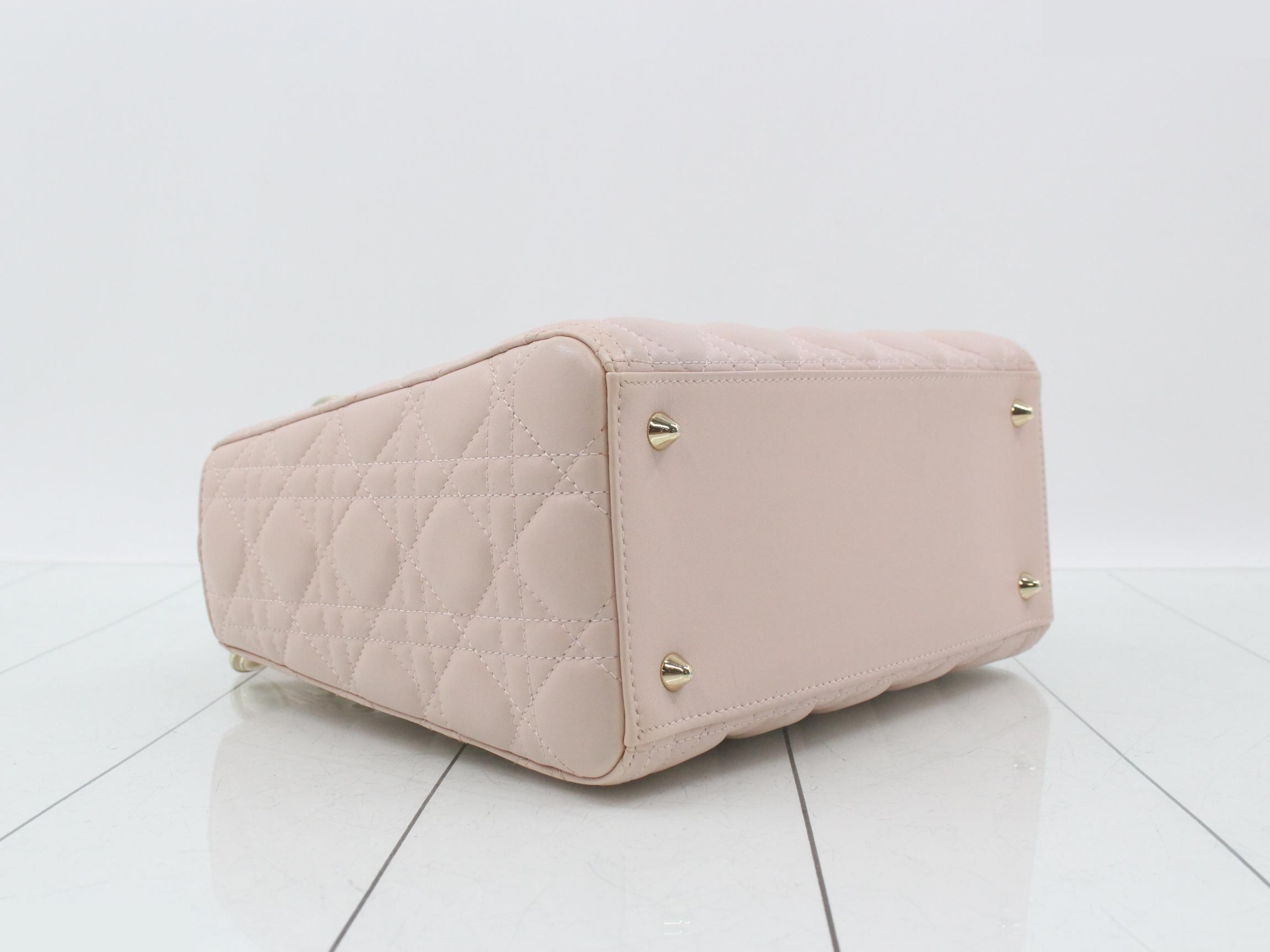 Lady Dior Canage Lamb 2-Way Handbag Pink — view 5