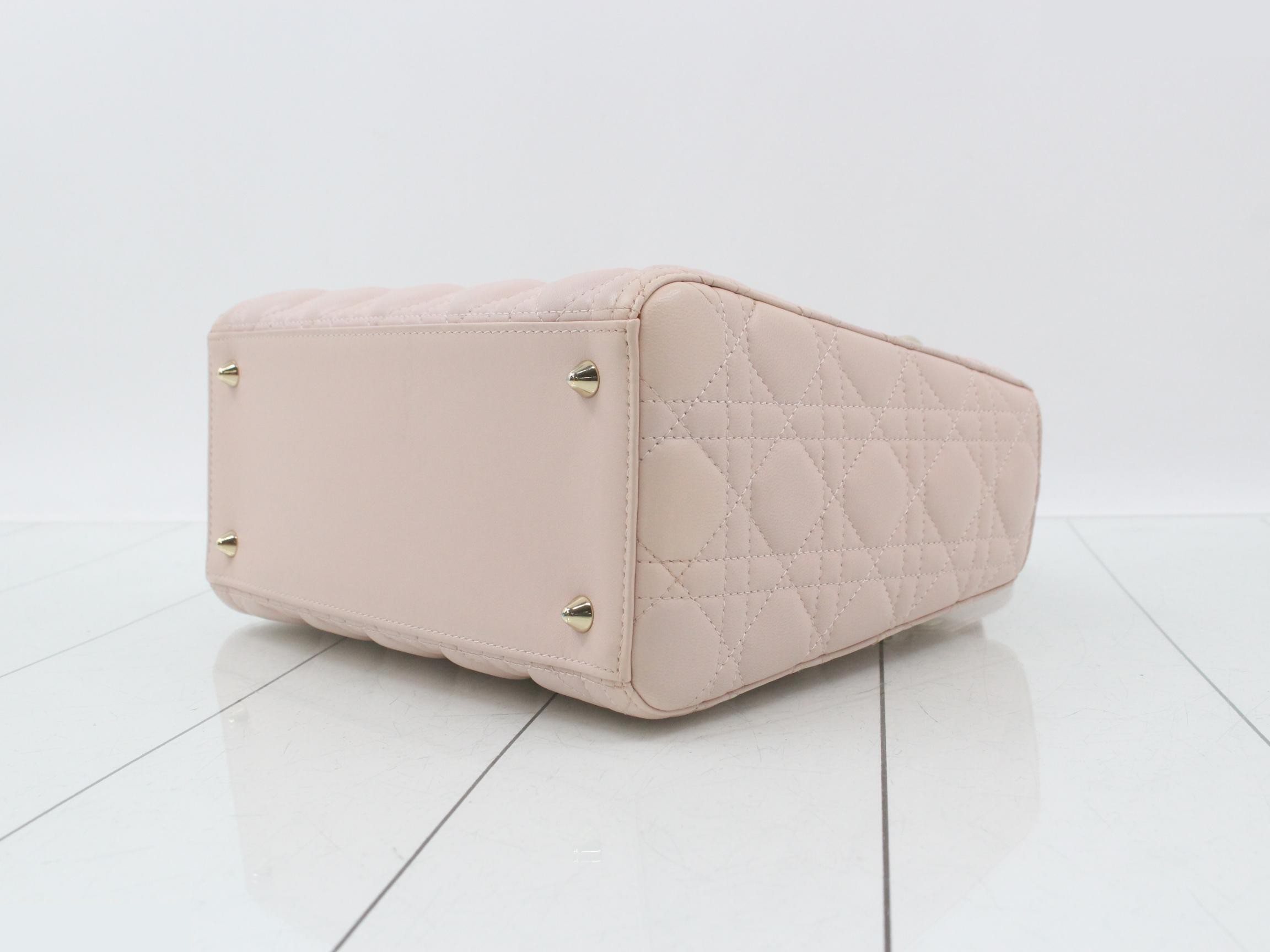 Lady Dior Canage Lamb 2-Way Handbag Pink — view 6