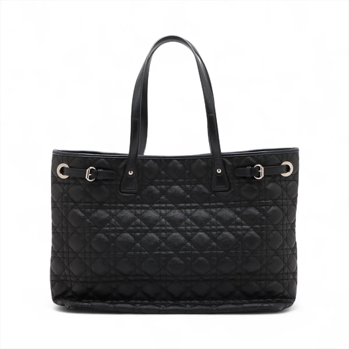Cannage Panarea Coated Canvas x Leather Tote Bag Black — view 2