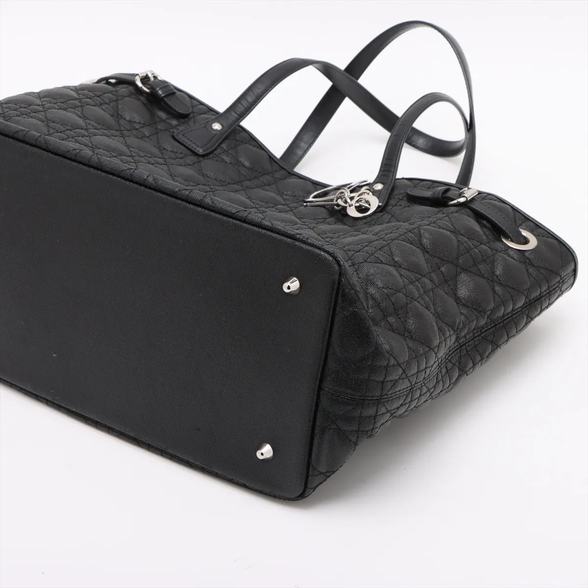 Cannage Panarea Coated Canvas x Leather Tote Bag Black — view 3