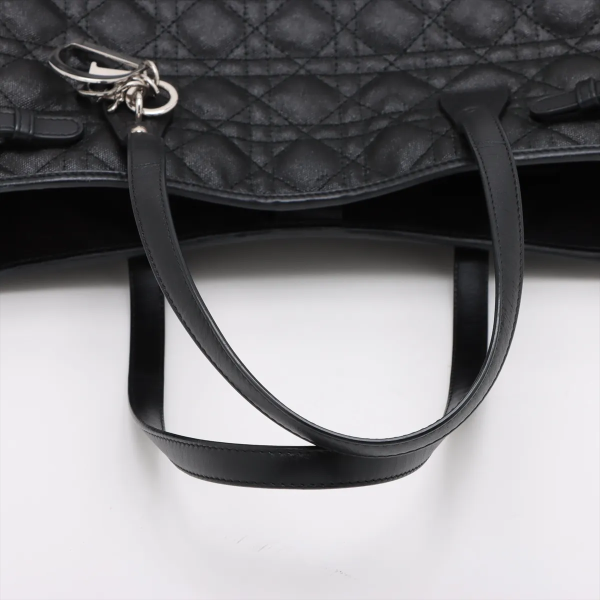 Cannage Panarea Coated Canvas x Leather Tote Bag Black — view 5