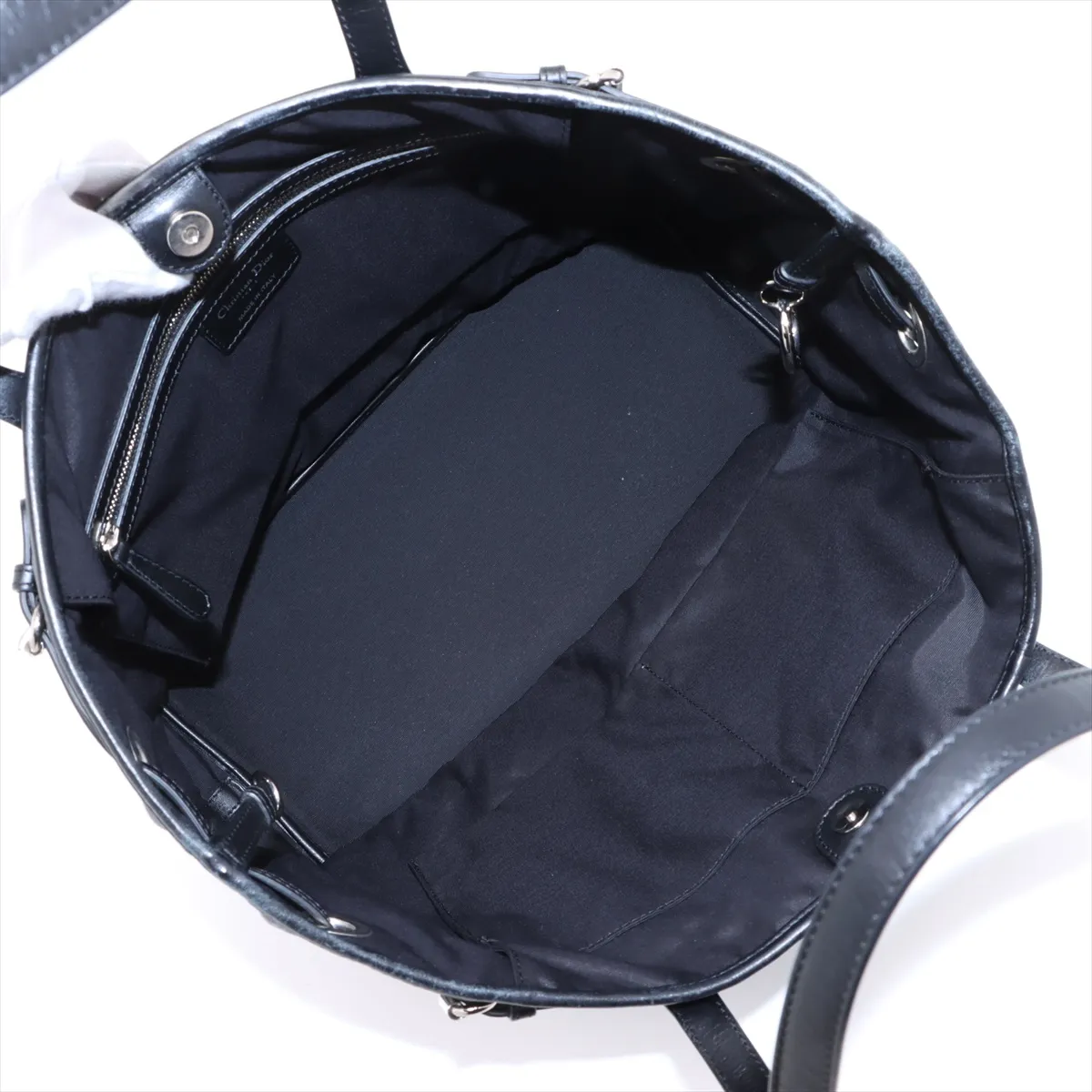 Cannage Panarea Coated Canvas x Leather Tote Bag Black — view 7