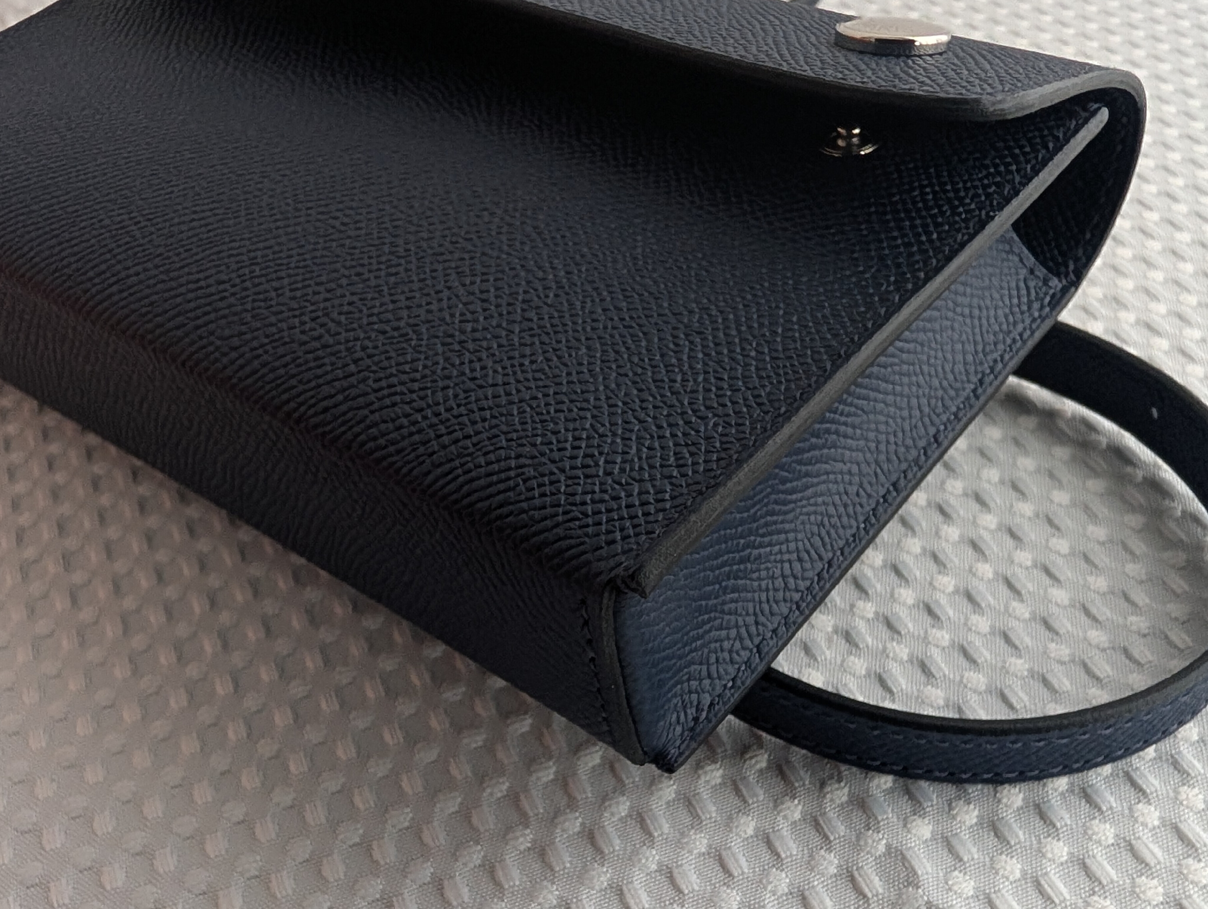 Nap to Go Shoulder Bag, Blue Navy, Silver Hardware, Epsom Leather, B Stamp — view 14