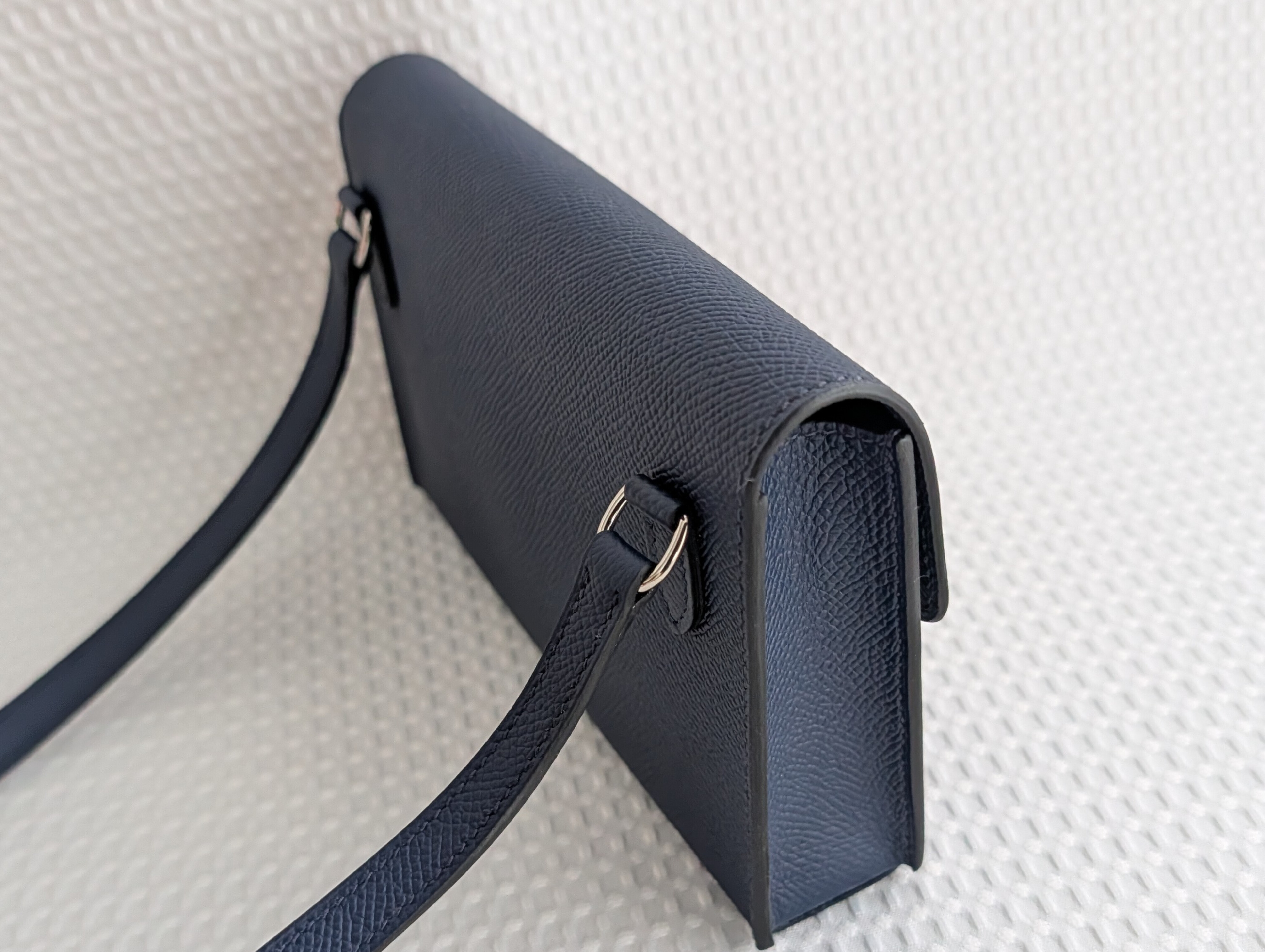 Nap to Go Shoulder Bag, Blue Navy, Silver Hardware, Epsom Leather, B Stamp — view 6