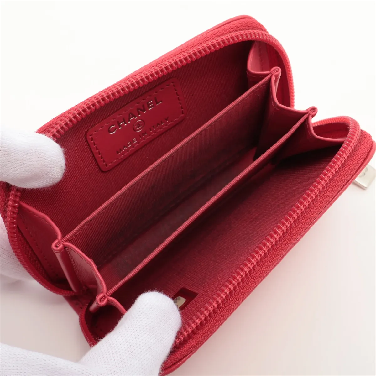 Coco Mark Caviar Skin Coin Case, Pink, Silver Hardware, 20682340 — view 3