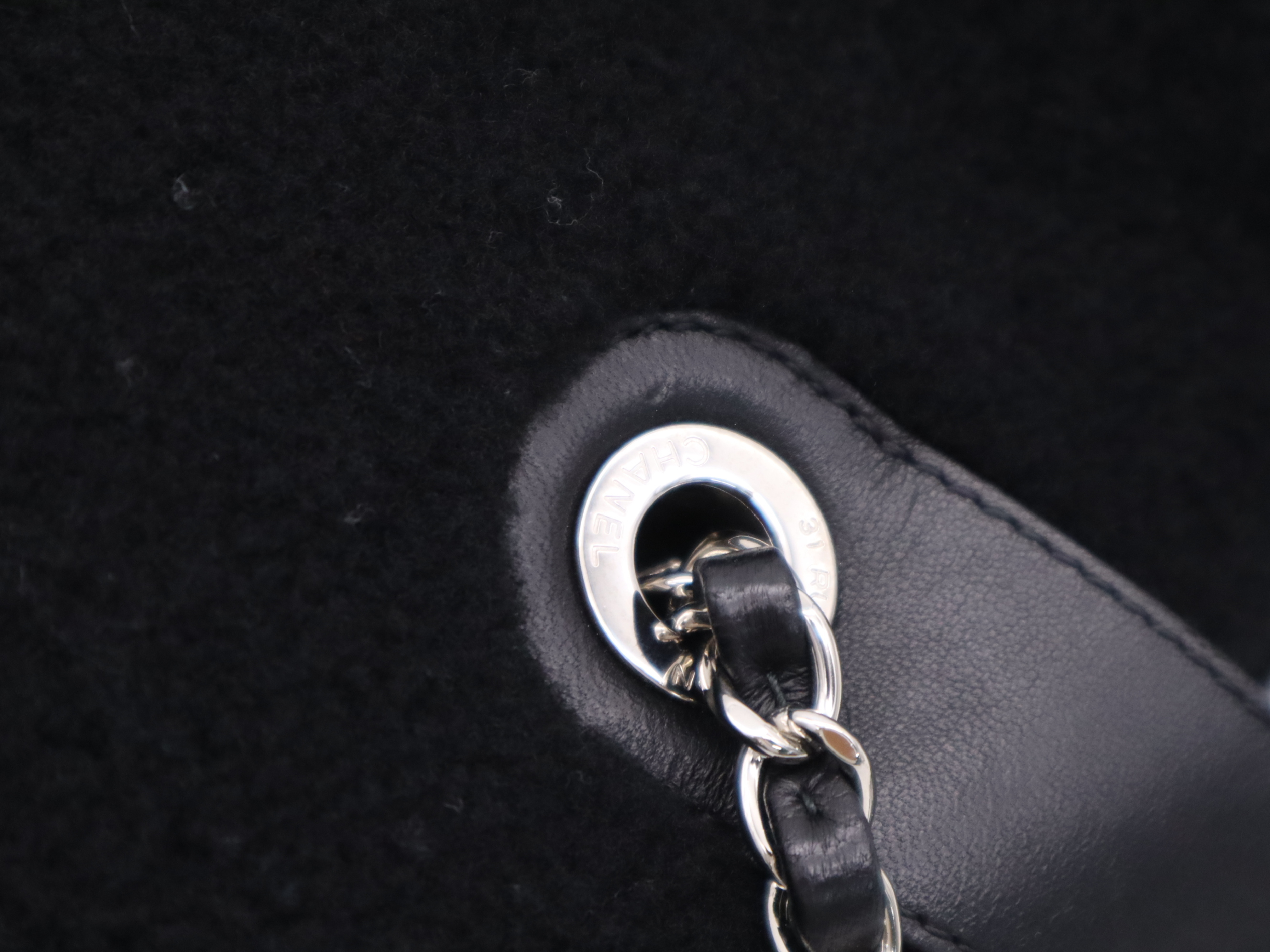 A92594 Shearling Lambskin Tote Bag, Black, Silver Hardware, with Seal, Card, and Dust Bag (20383555) — view 7