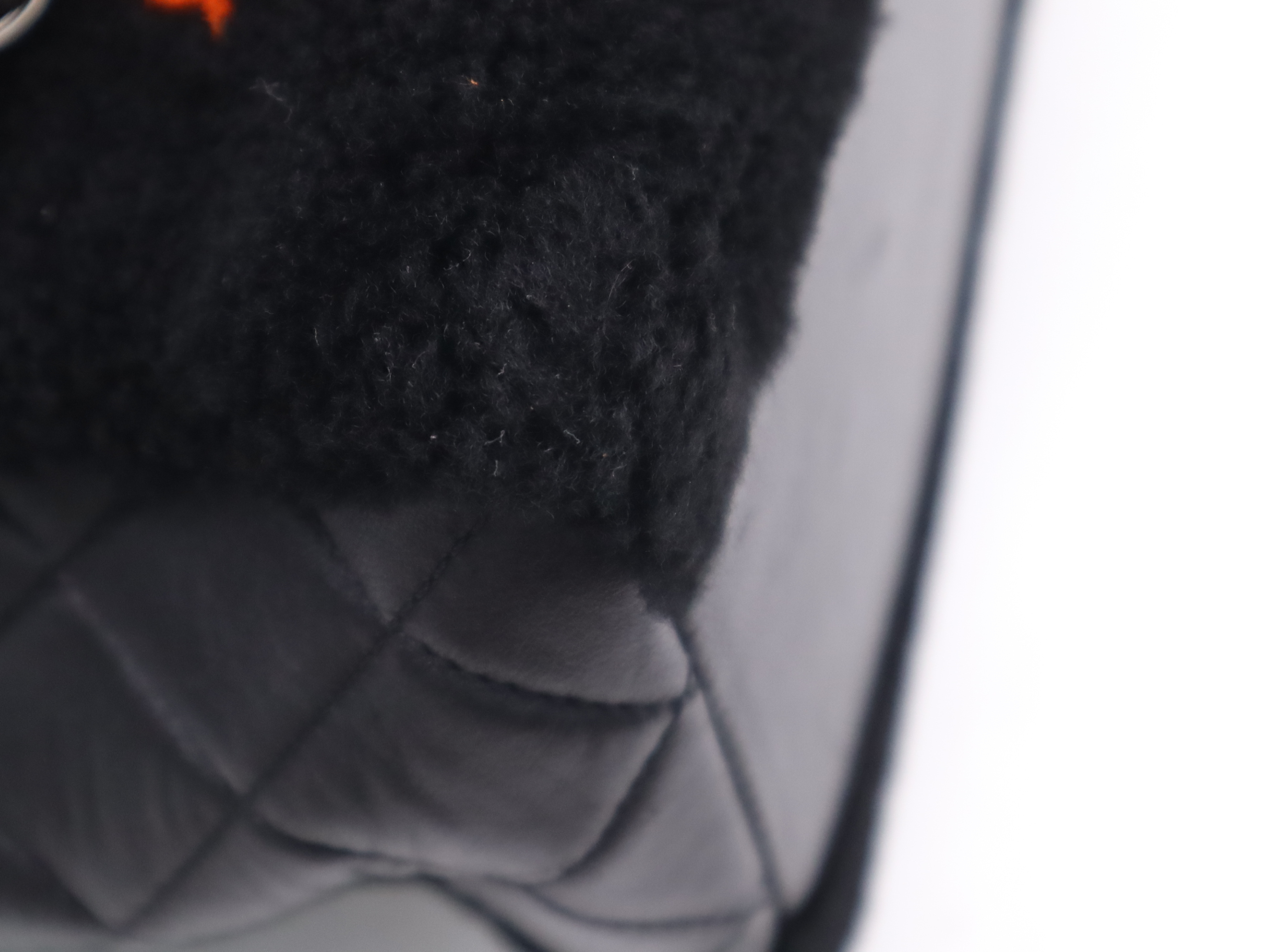 A92594 Shearling Lambskin Tote Bag, Black, Silver Hardware, with Seal, Card, and Dust Bag (20383555) — view 9