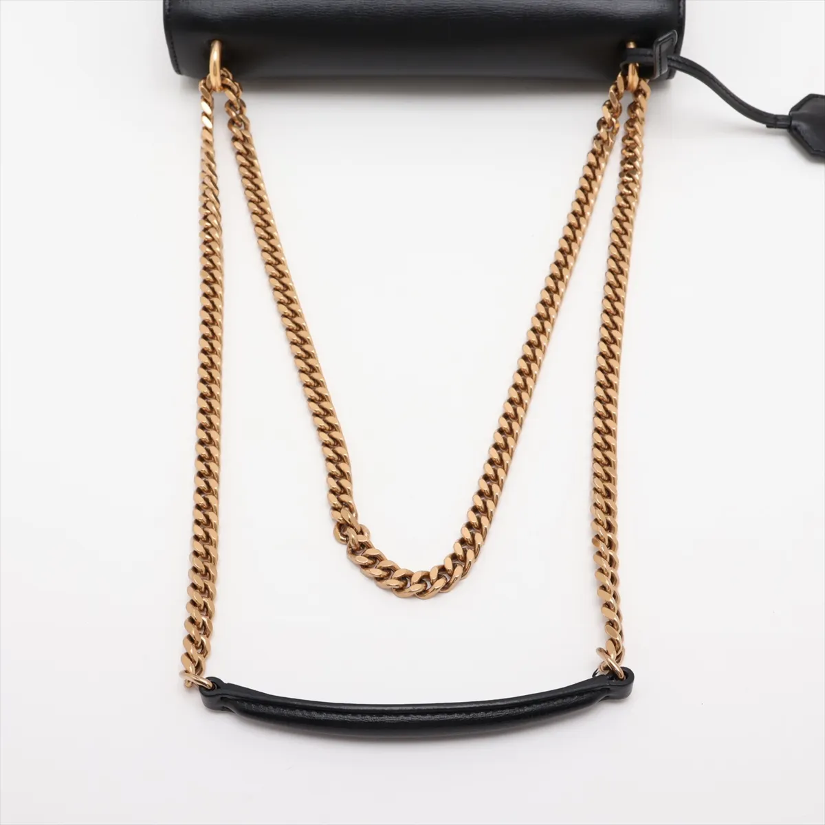 Sunset Leather Chain Shoulder Bag, Black, 442906 — view 5
