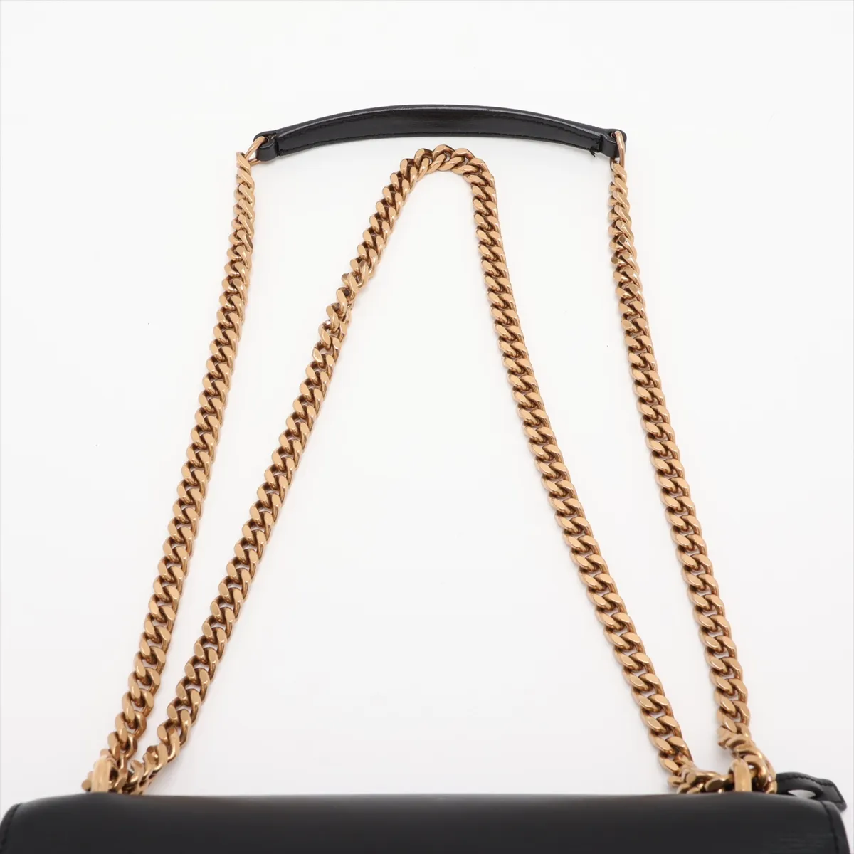 Sunset Leather Chain Shoulder Bag, Black, 442906 — view 6