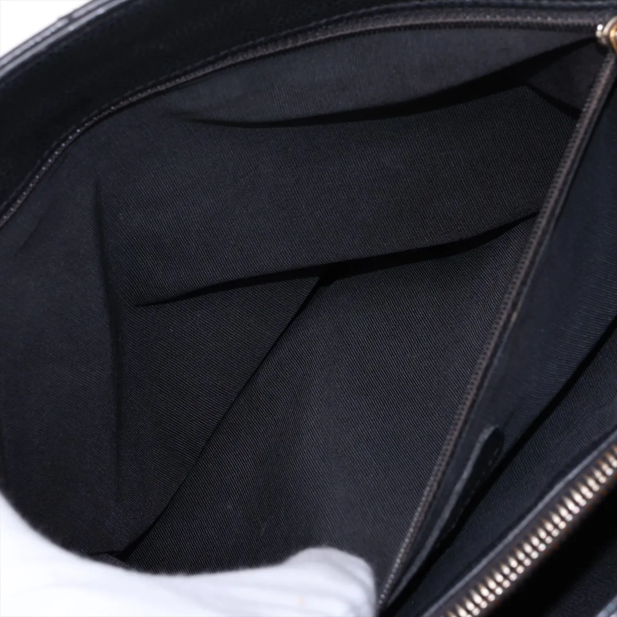 GST Caviar Skin Chain Tote Bag, Black with Gold Hardware — view 11