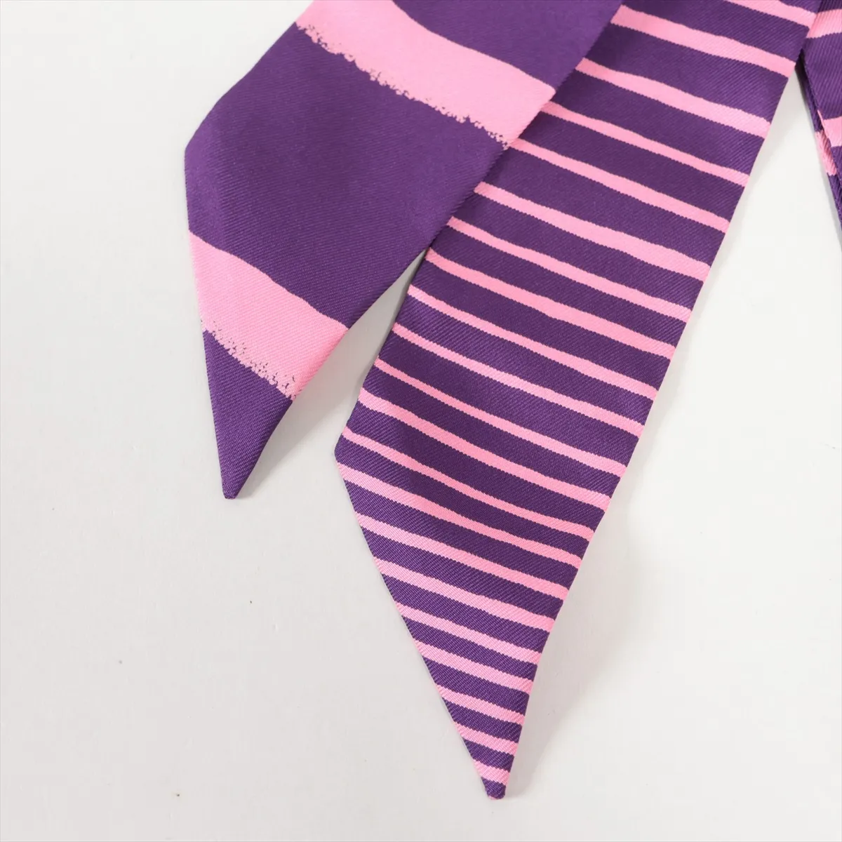 Twilly Scarf, Silk, Pink x Purple, Shows signs of wear, — view 2