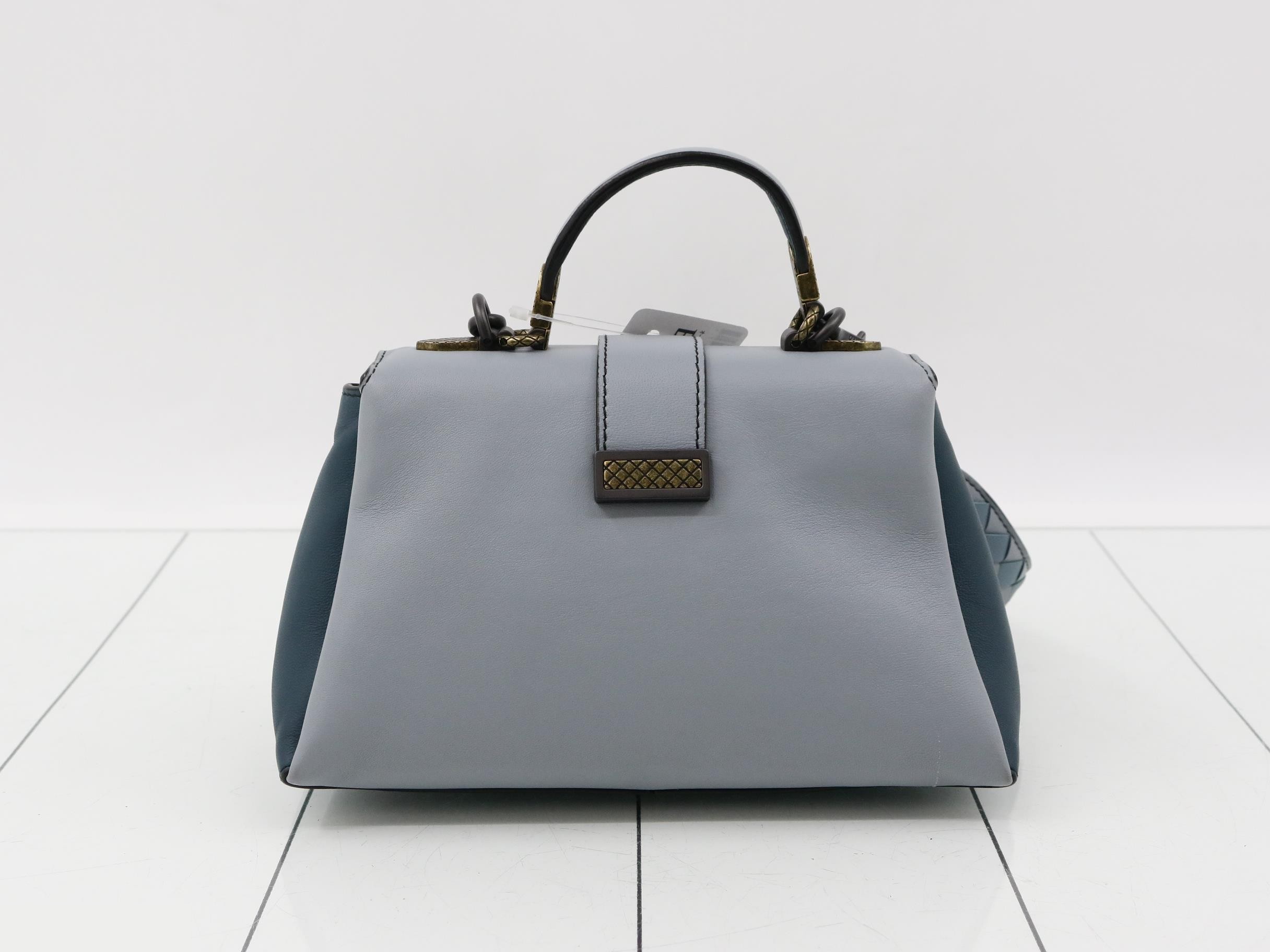 Piazza handbag, leather, blue — view 2