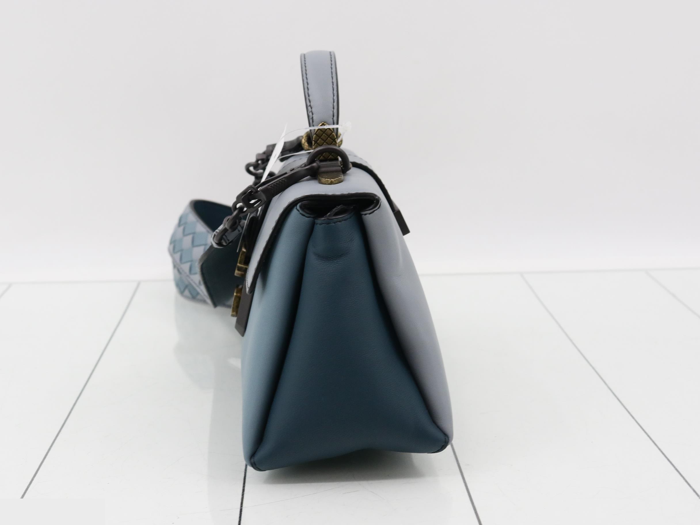 Piazza handbag, leather, blue — view 3
