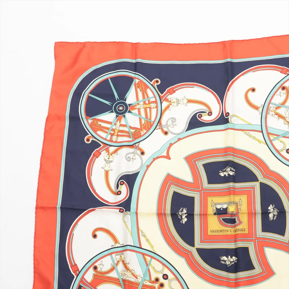 Carre 90 WASHINGTON’S CARRIAGE (George Washington's Carriage) Scarf, Silk, Red x Multicolor. — view 2