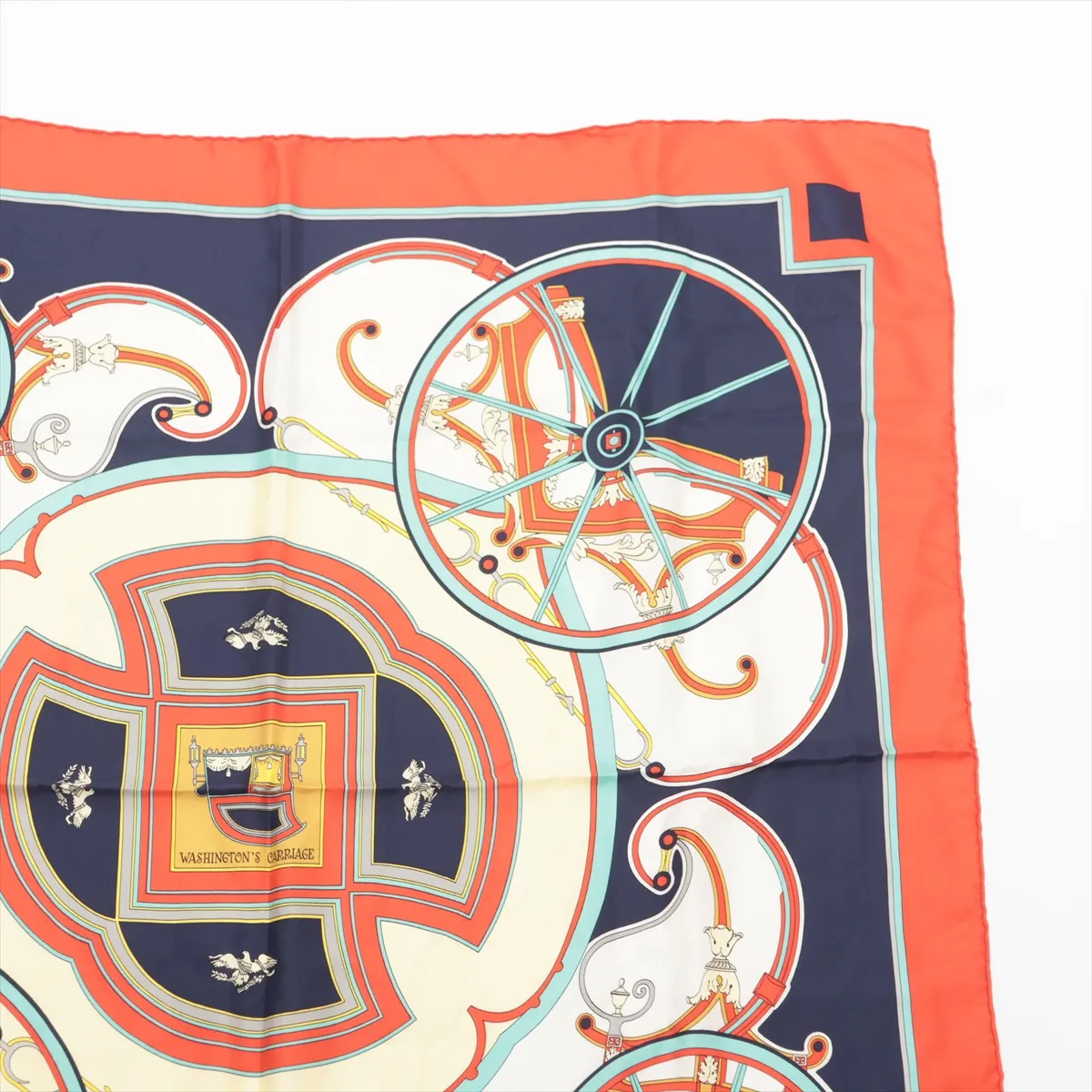 Carre 90 WASHINGTON’S CARRIAGE (George Washington's Carriage) Scarf, Silk, Red x Multicolor. — view 3