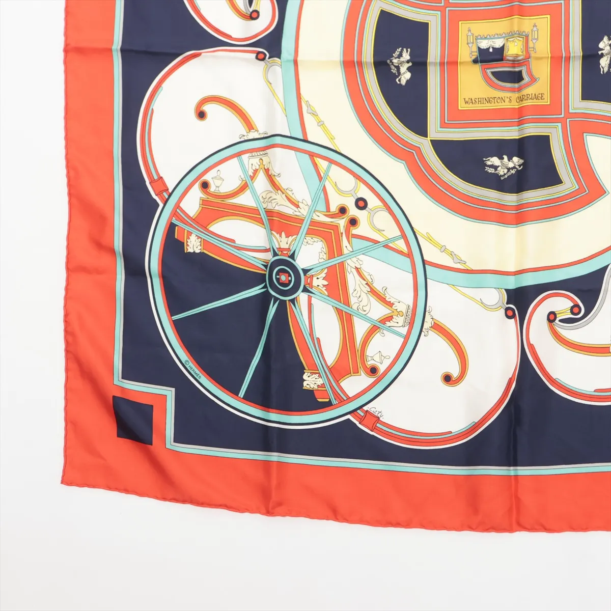 Carre 90 WASHINGTON’S CARRIAGE (George Washington's Carriage) Scarf, Silk, Red x Multicolor. — view 5