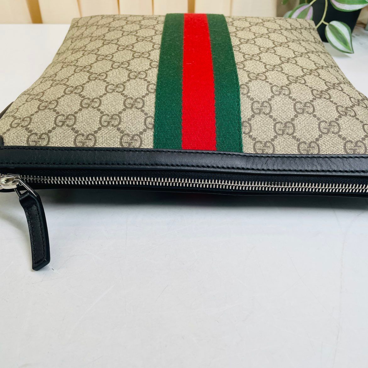 classic GG canvas with red and green stripe men's crossbody bag (no strap) — view 15