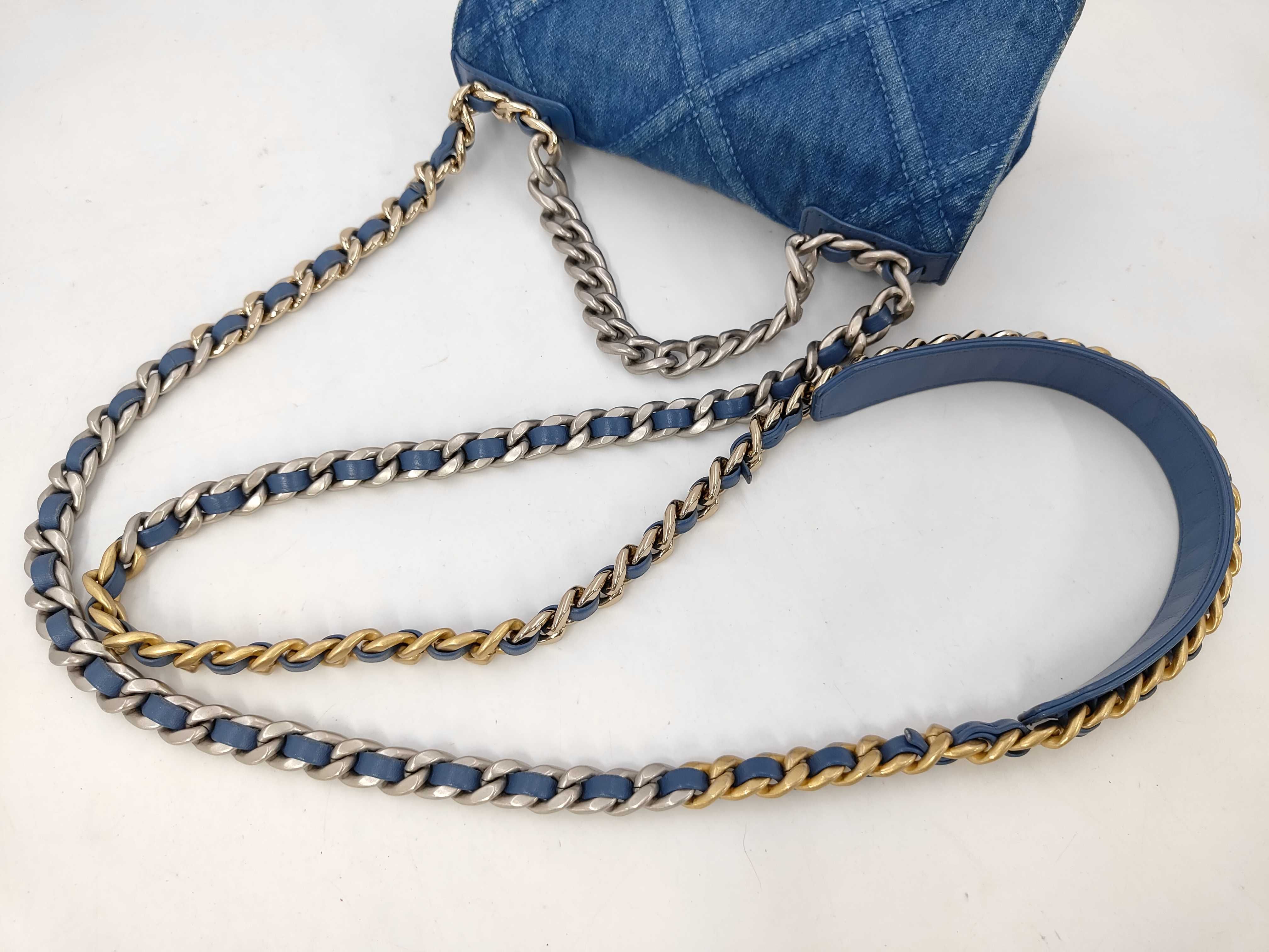 19 Denim Serial Plate Chain Wallet Blue Shoulder Bag — view 5