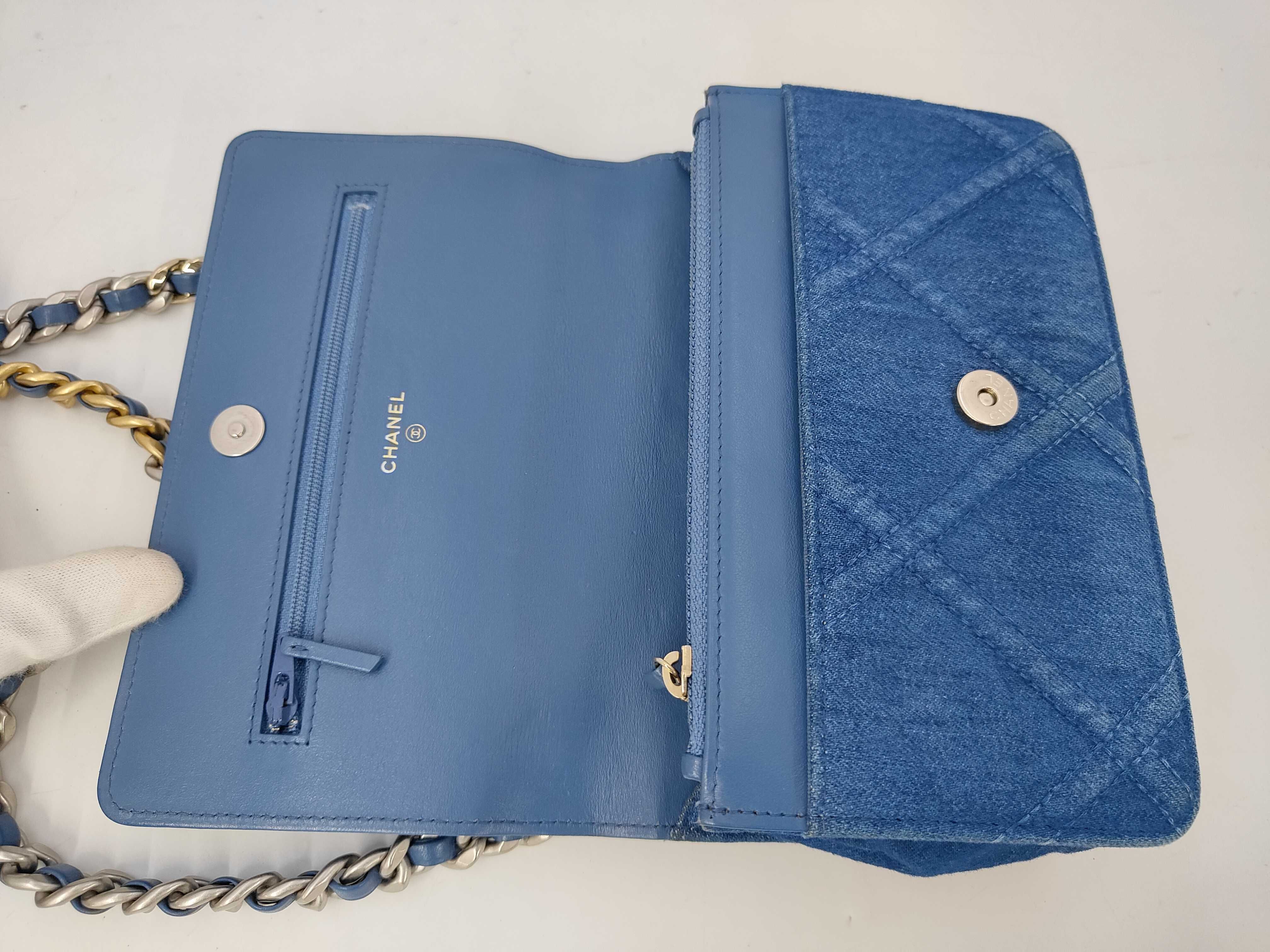 19 Denim Serial Plate Chain Wallet Blue Shoulder Bag — view 9