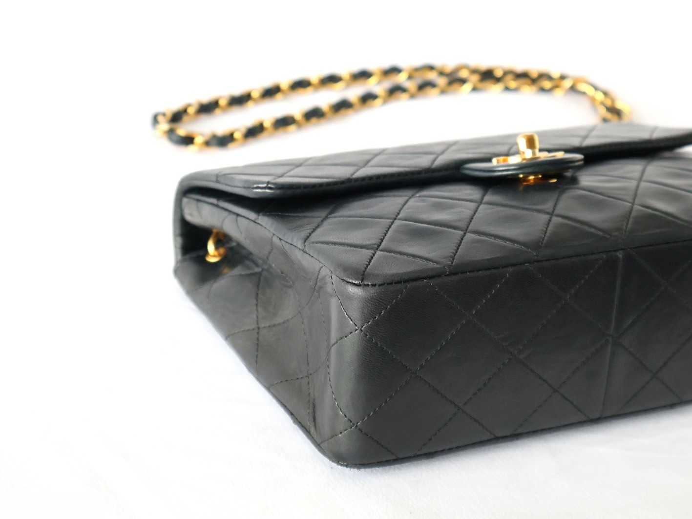 Mini Matelassé 20 Lambskin Chain Shoulder Bag, Black — view 3