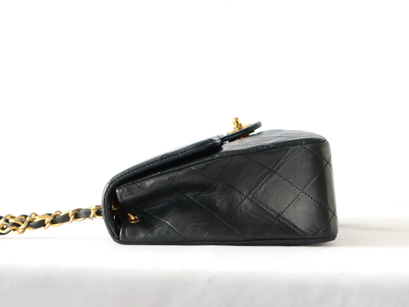 Mini Matelassé 20 Lambskin Chain Shoulder Bag, Black — view 6
