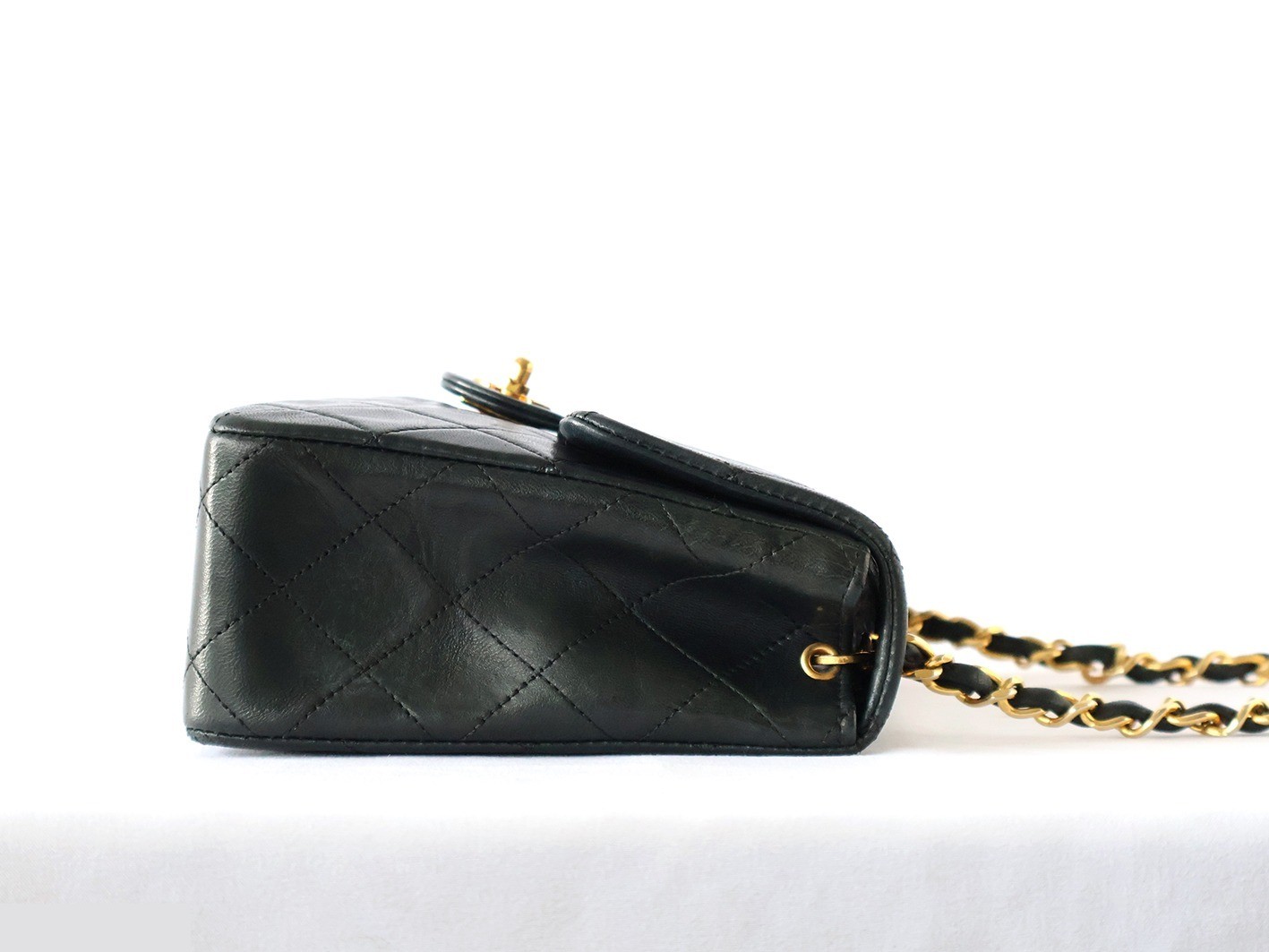Mini Matelassé 20 Lambskin Chain Shoulder Bag, Black — view 7