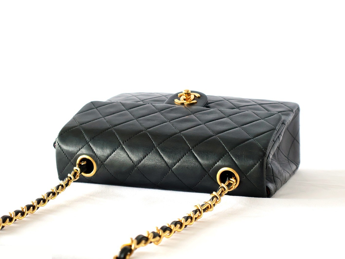 Mini Matelassé 20 Lambskin Chain Shoulder Bag, Black — view 8